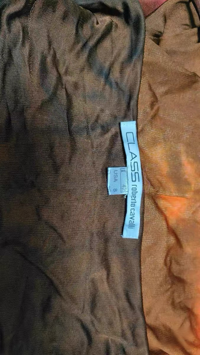Roberto Cavalli Vintage Sunset Landscape Print Silk Dress – Rare Archive Flame Gradient Spaghetti Strap Evening Dress