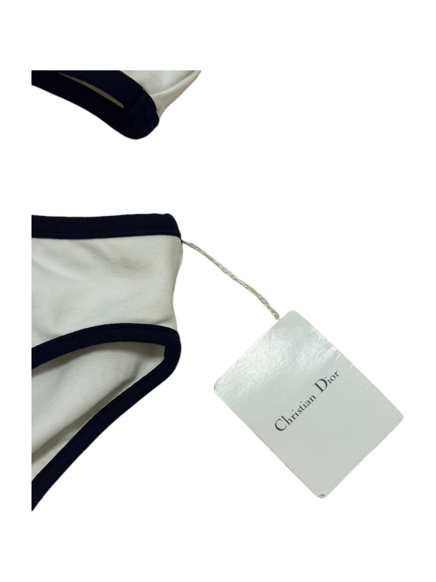 Christian Dior by John Galliano Gothic Logo Bodywear Set – Rare Archive White & Black Sports Bra & Brief Set