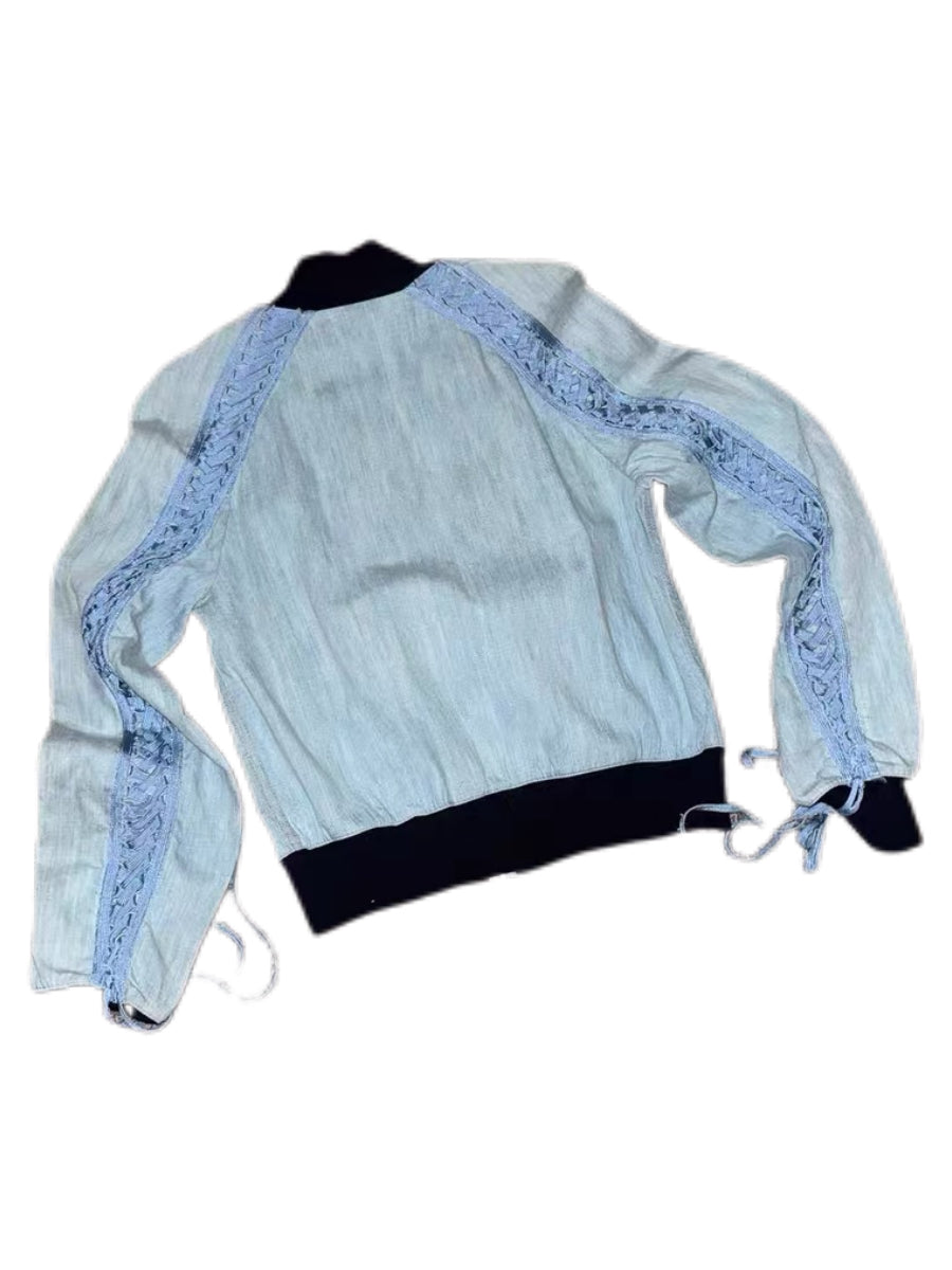 Christian Dior by John Galliano S/S 2002 Lace-Up Denim Bomber Jacket – Rare Archive Blue Corset Detail Jacket