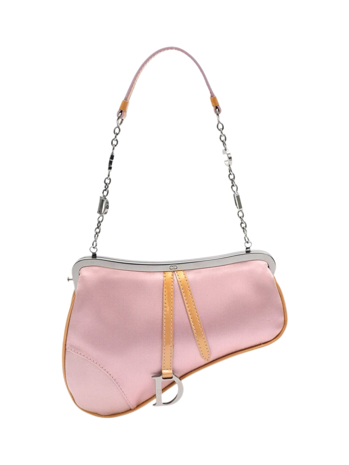 Christian Dior by John Galliano Pink Silk Saddle Evening Bag – Rare Archive Satin Chain Shoulder Bag