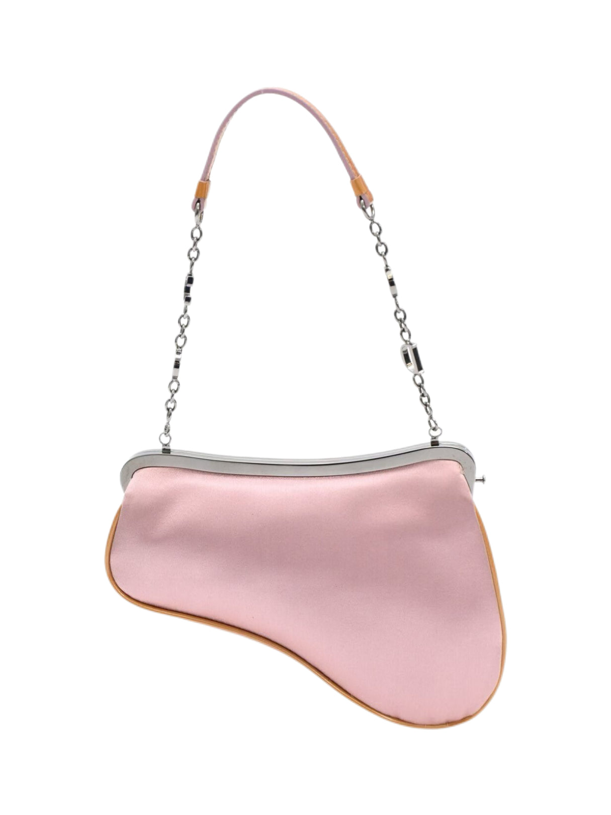 Christian Dior by John Galliano Pink Silk Saddle Evening Bag – Rare Archive Satin Chain Shoulder Bag