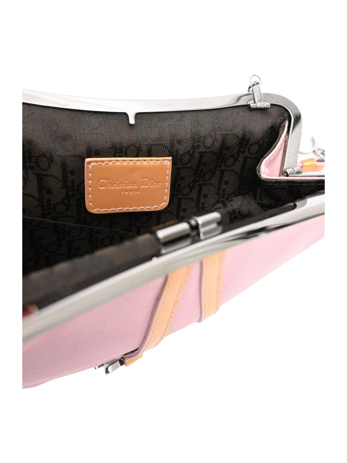 Christian Dior by John Galliano Pink Silk Saddle Evening Bag – Rare Archive Satin Chain Shoulder Bag