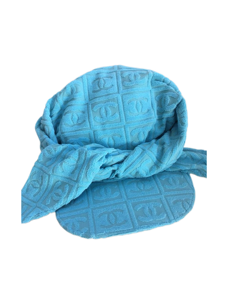 CHANEL Vintage CC Logo Jacquard Terry Hood Scarf Hat – Rare Archive Multi-Way Piece