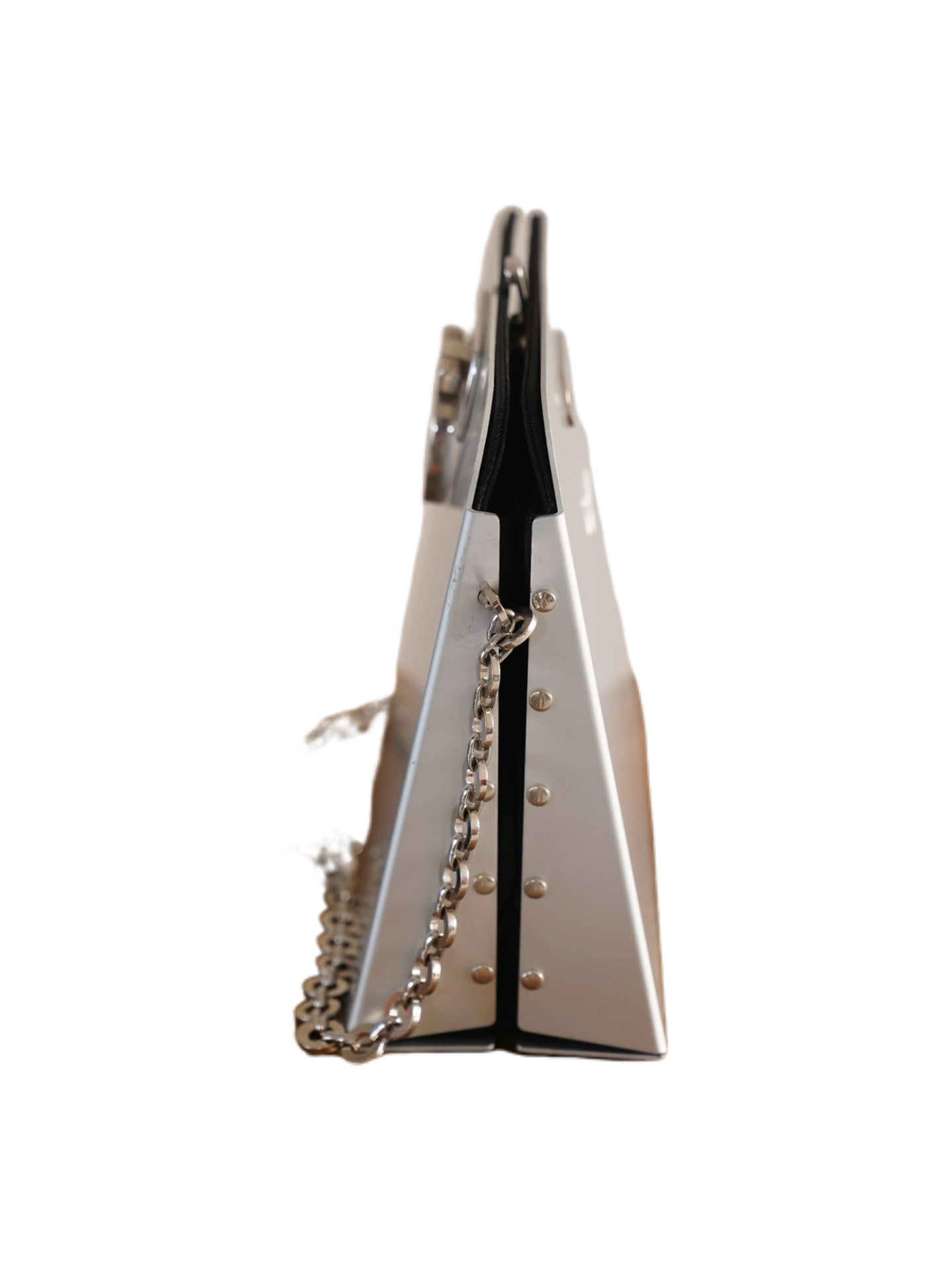 Salvatore Ferragamo Limited Edition Aluminium Metal Box Bag – Rare Sculptural Chain Shoulder Bag Collector Piece