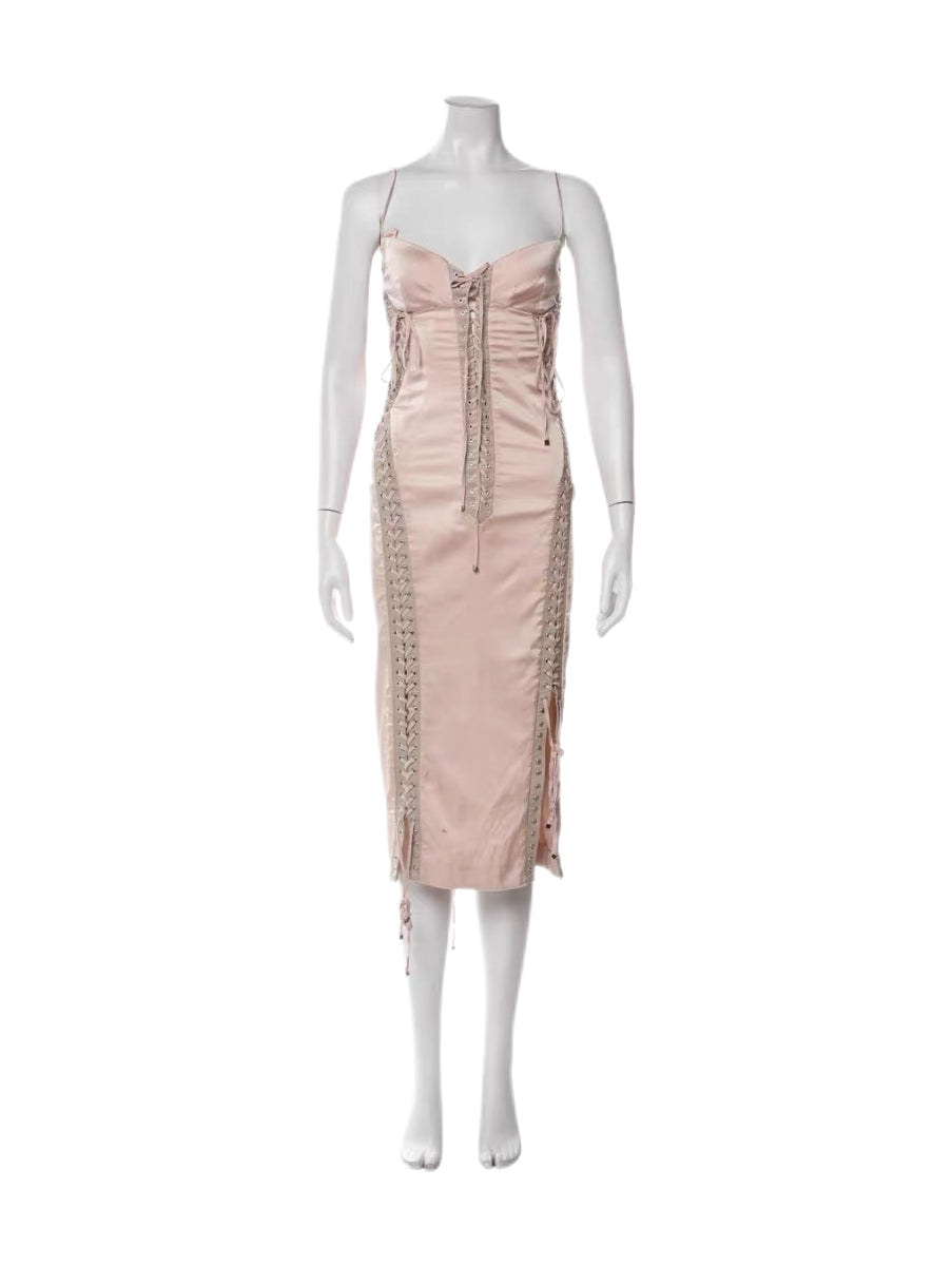 Dolce & Gabbana S/S 2003 Runway Silk Lace-Up Corset Dress – Iconic Punk Bondage Archive Piece (Seen on Beyoncé)