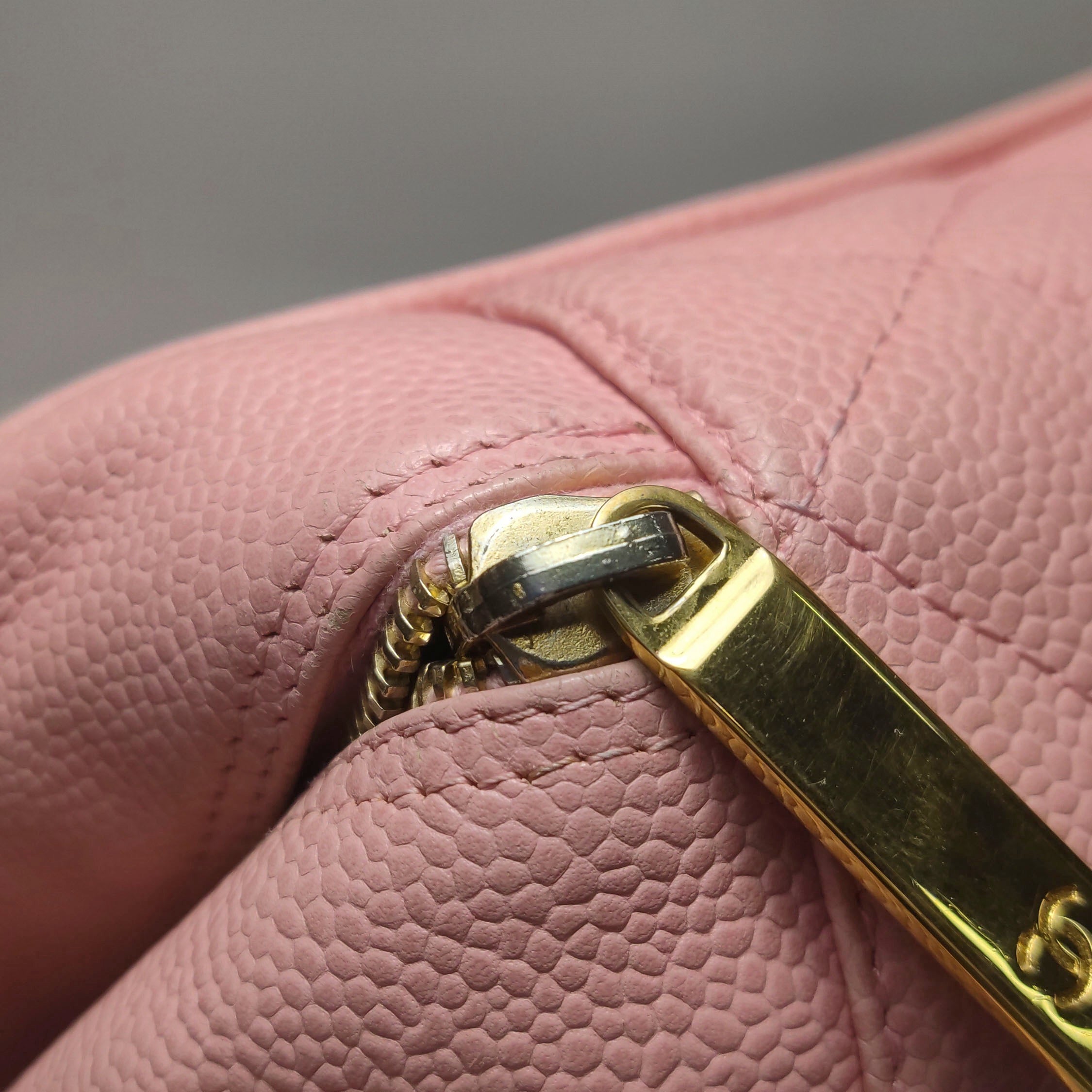 Chanel Quilted Caviar Leather Bowling Top Handle Bag – Pink CC Logo Boston Handbag