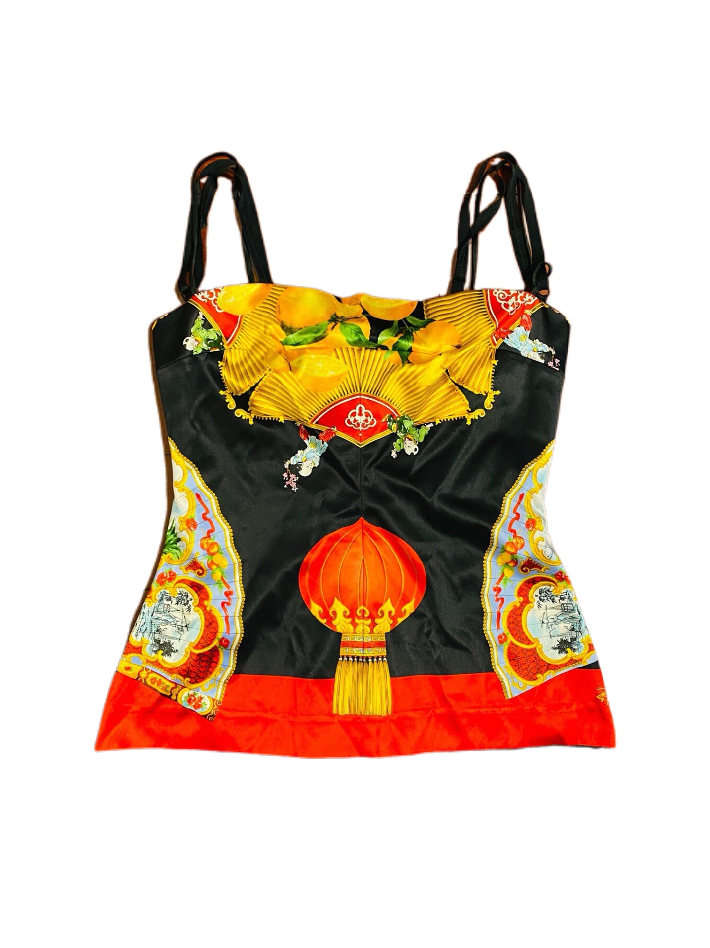 Dolce & Gabbana Silk Oriental Lantern Print Camisole Top – Rare Archive East-Asian Motif Piece (Deadstock with Tags)