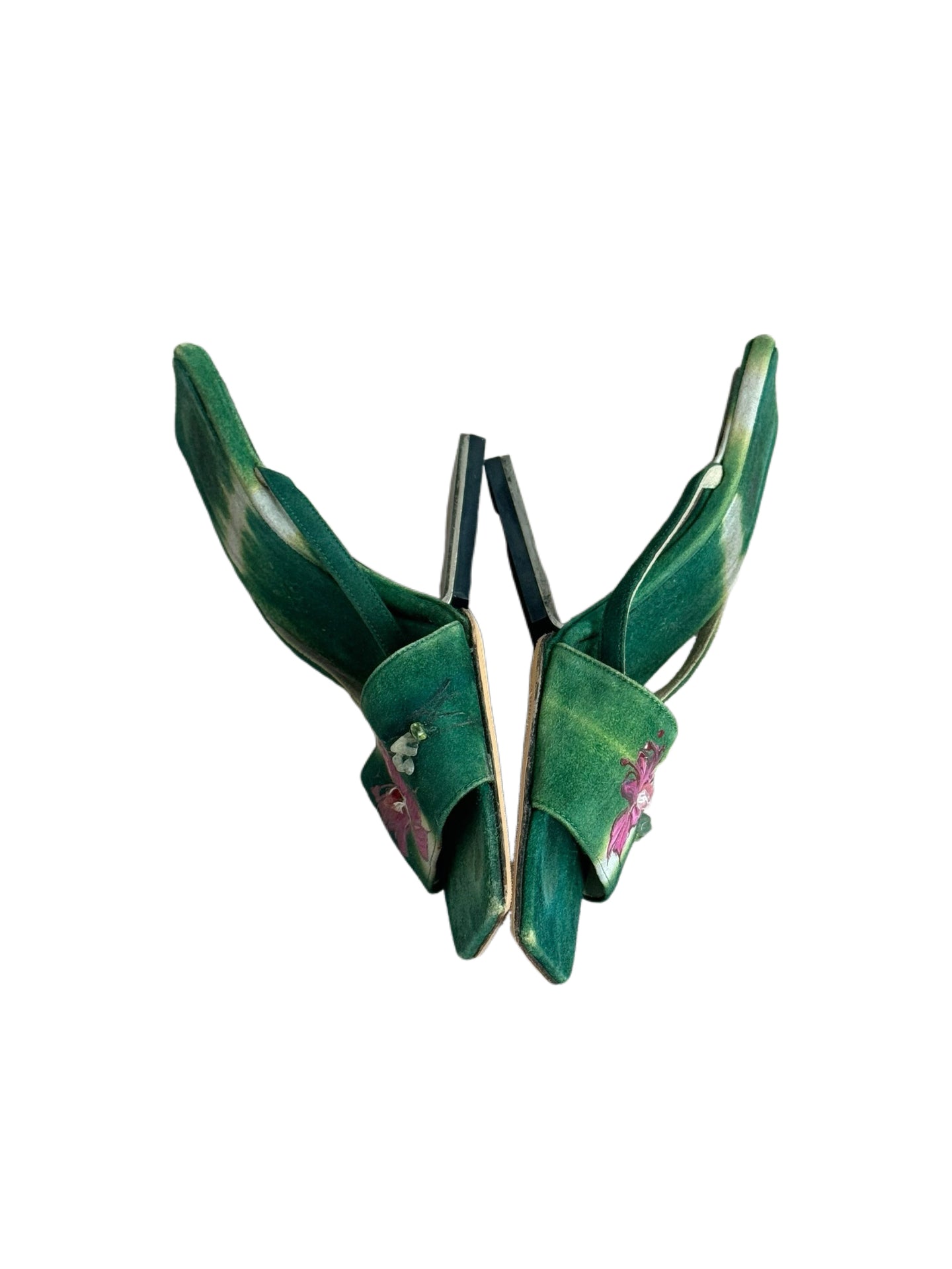 Fendi Tie-Dye Floral Sculptural Heel Sandals – Rare Archive Runway Piece