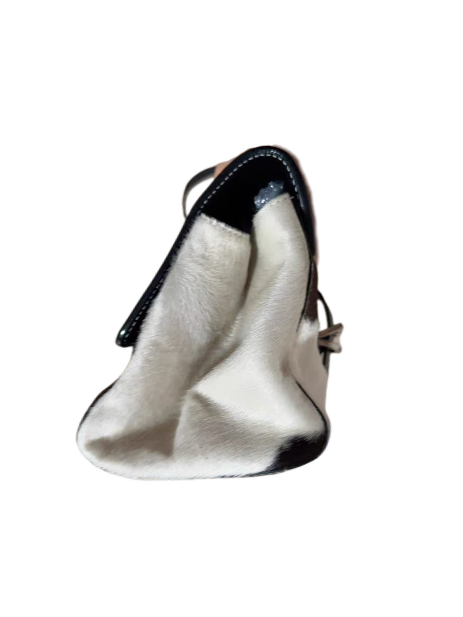 Givenchy Vintage Pony Hair Cow Print Shoulder Bag – Rare Archive Black & White Leather Flap Bag