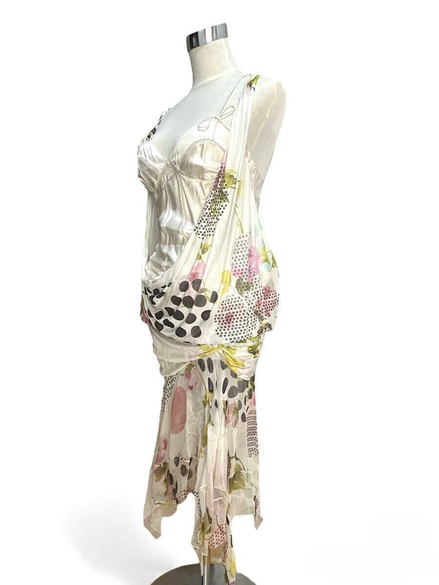 Christian Dior by John Galliano S/S 2004 Runway Silk Floral Draped Asymmetric Slip Dress – Museum-Level Archive Piece