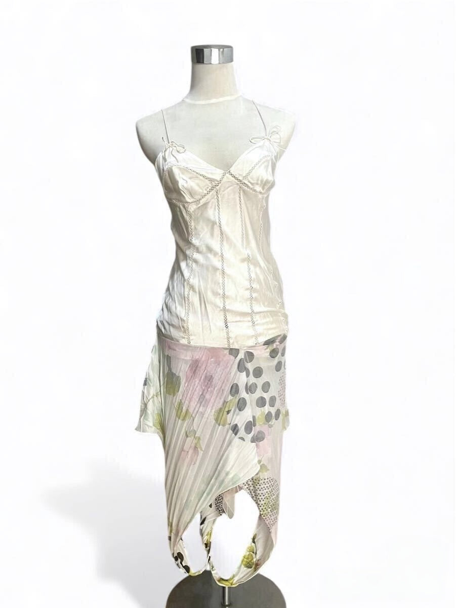 Christian Dior by John Galliano S/S 2004 Runway Silk Floral Draped Asymmetric Slip Dress – Museum-Level Archive Piece