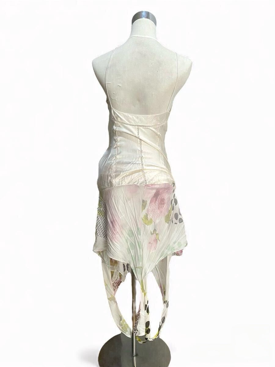 Christian Dior by John Galliano S/S 2004 Runway Silk Floral Draped Asymmetric Slip Dress – Museum-Level Archive Piece