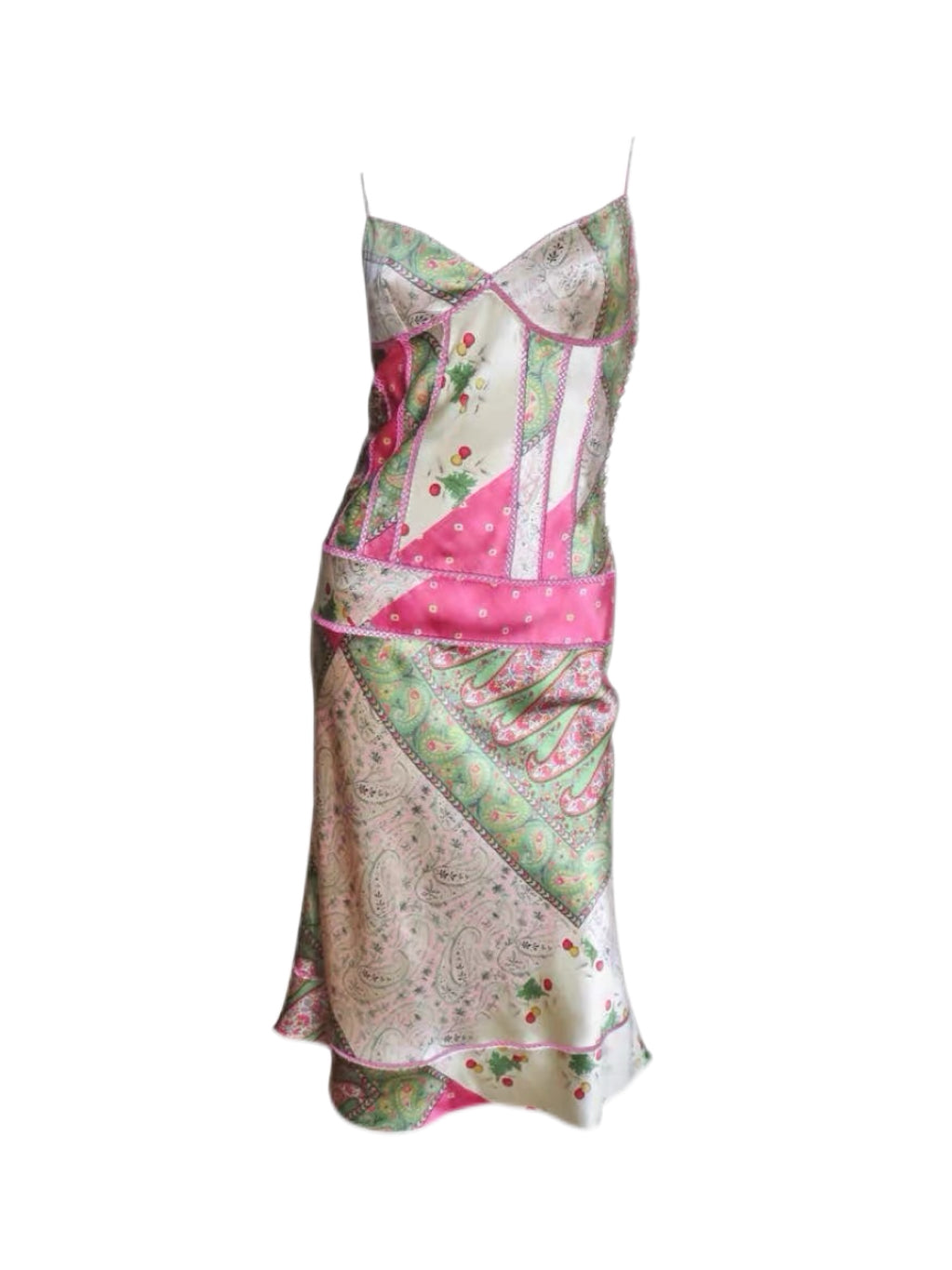 Christian Dior by John Galliano SS2004 Runway Silk Patchwork Slip Dress – Archive Bohemian Print Piece