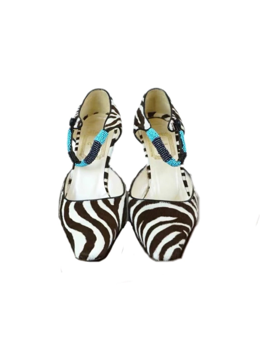 Christian Dior by John Galliano Zebra Pony Hair Beaded Heels – Runway Poster Piece Archive