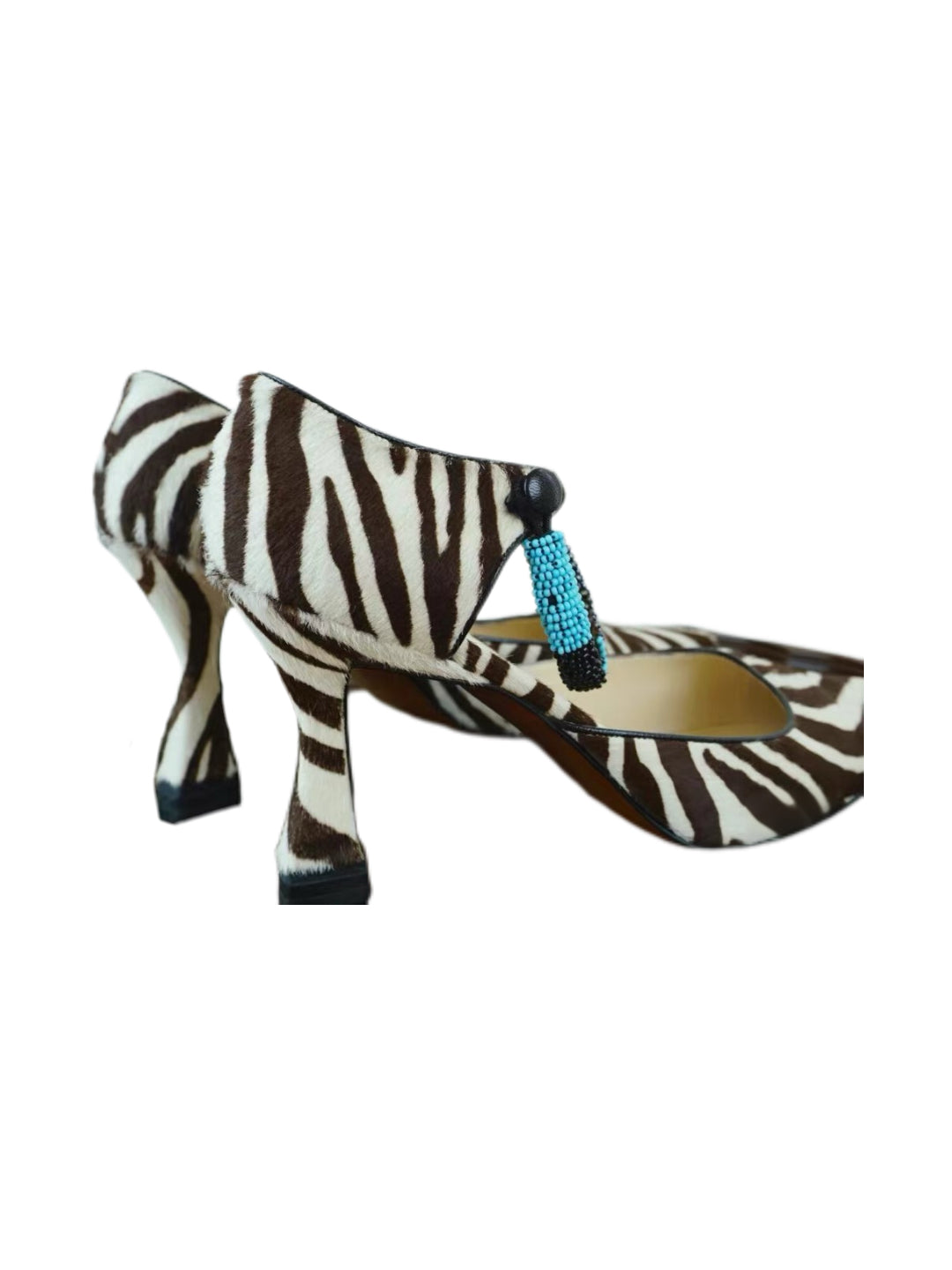 Christian Dior by John Galliano Zebra Pony Hair Beaded Heels – Runway Poster Piece Archive