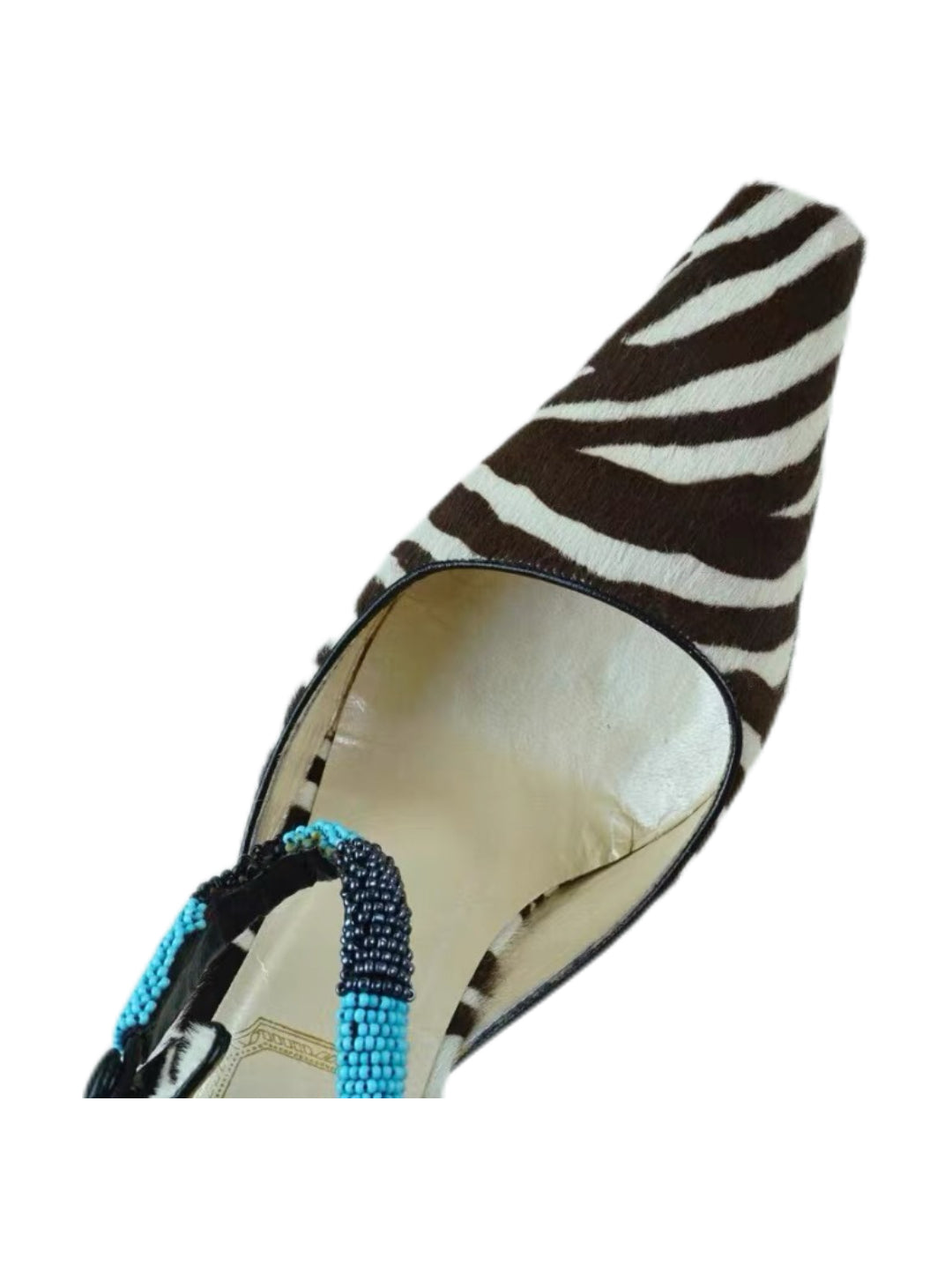 Christian Dior by John Galliano Zebra Pony Hair Beaded Heels – Runway Poster Piece Archive