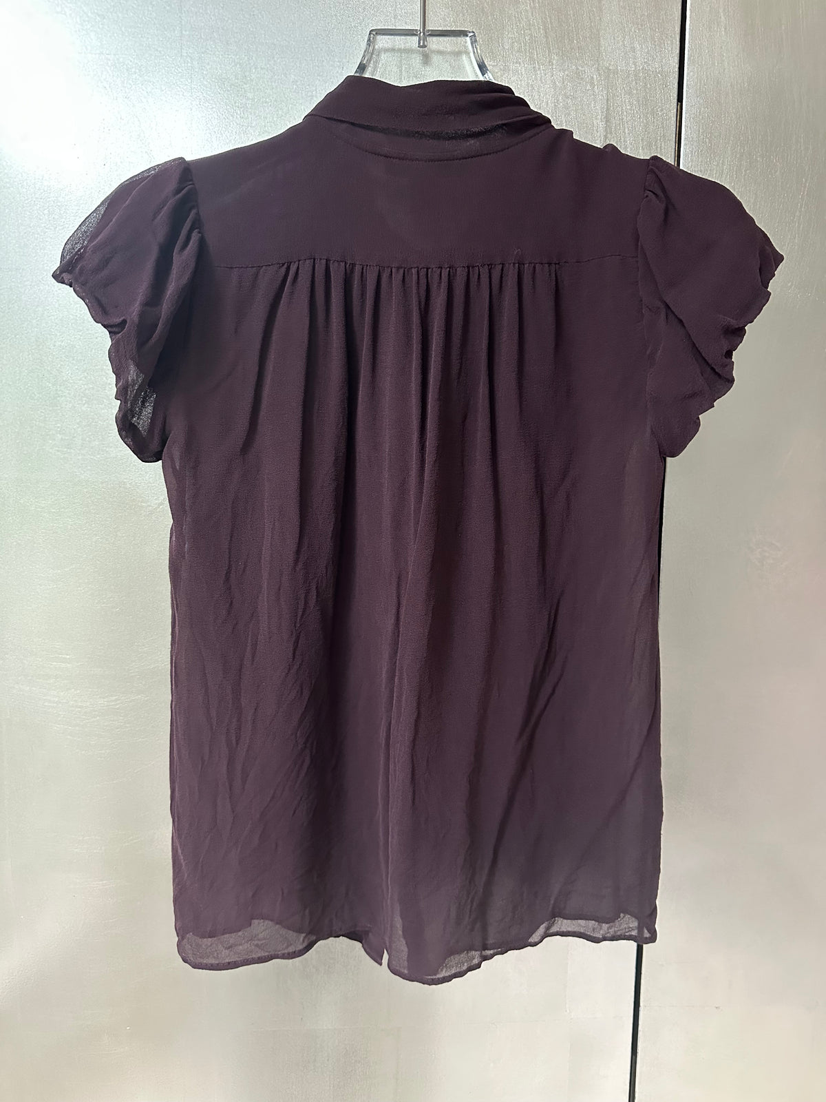 Louis Vuitton Deep Plum Purple Chiffon Bow Blouse