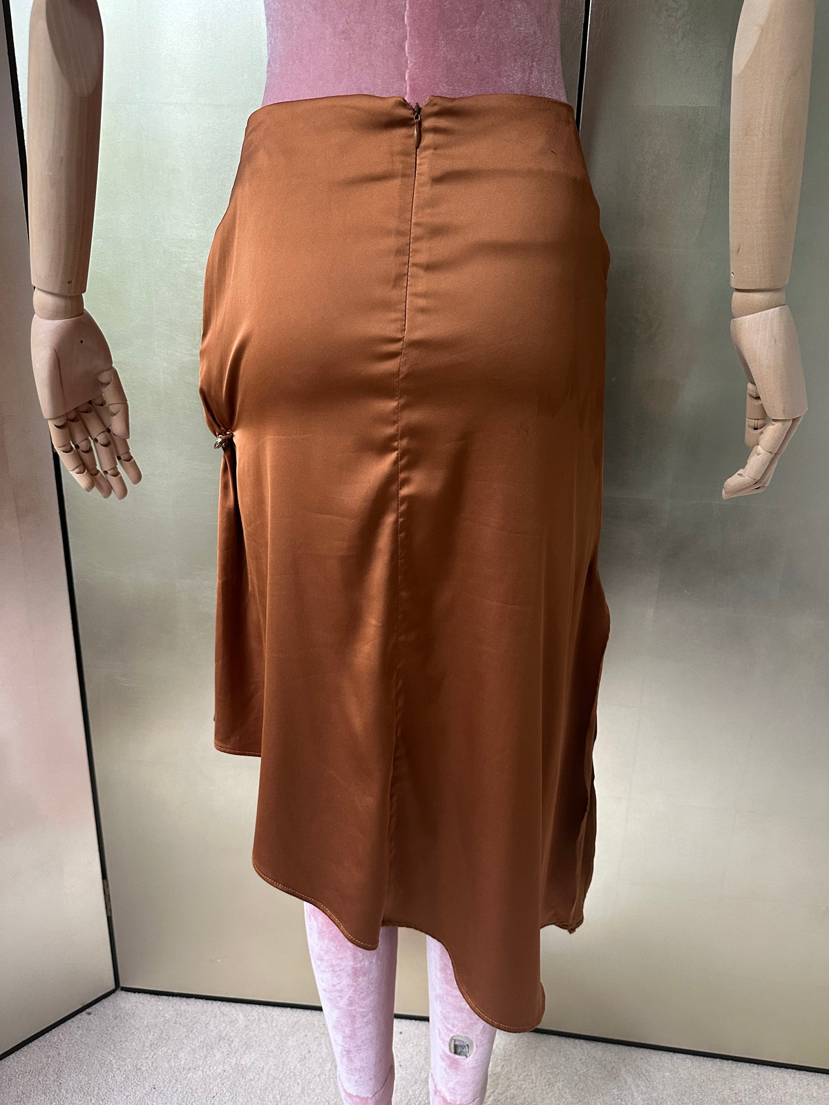 Versace Silk Draped Medusa Pin Skirt
