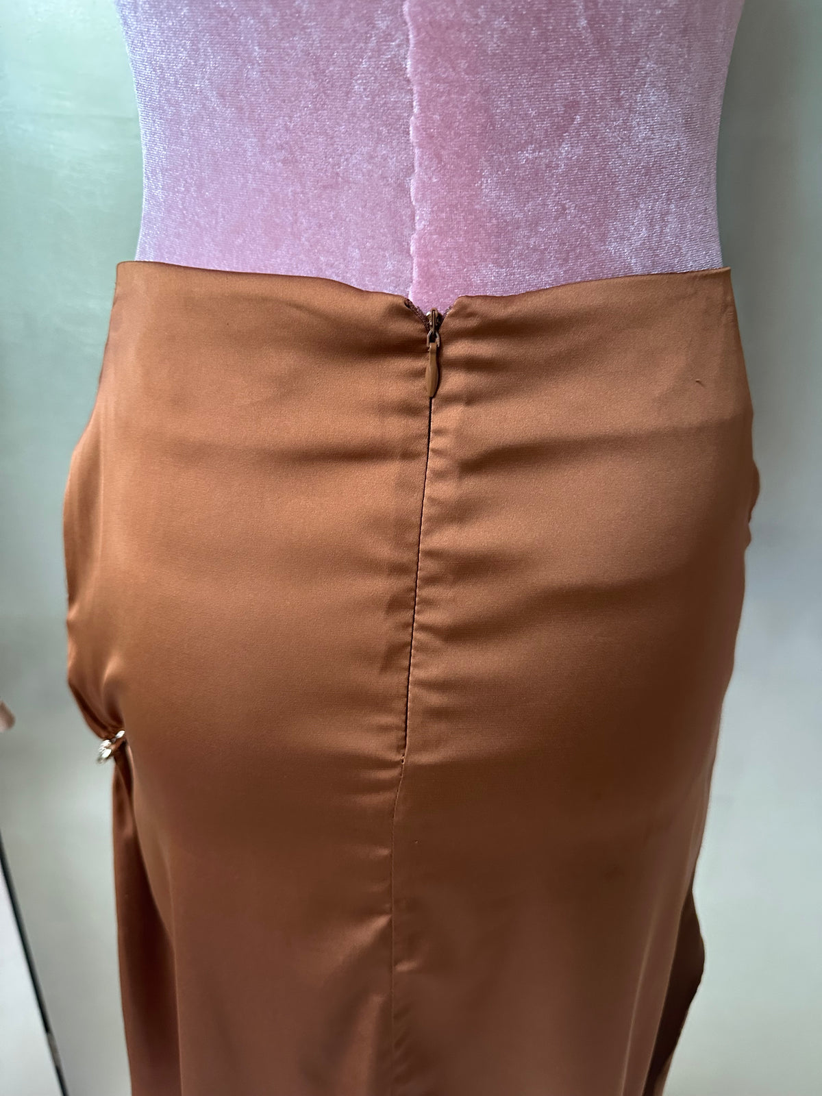 Versace Silk Draped Medusa Pin Skirt