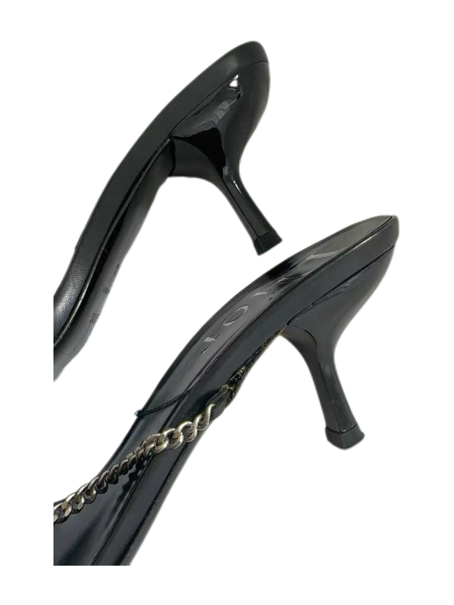 Christian Dior by John Galliano Punk Star Chain Mule Sandals – Rare Black Leather Archive Heels