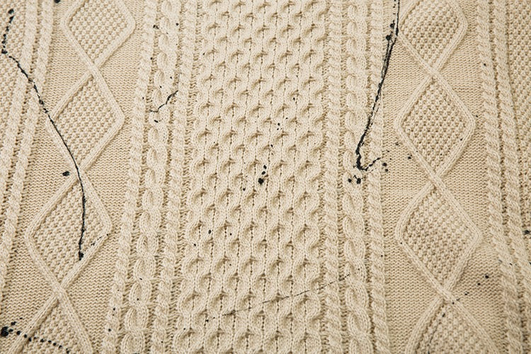DON’T GROW UP Graffiti Distressed Knit Vest – Beige / Black