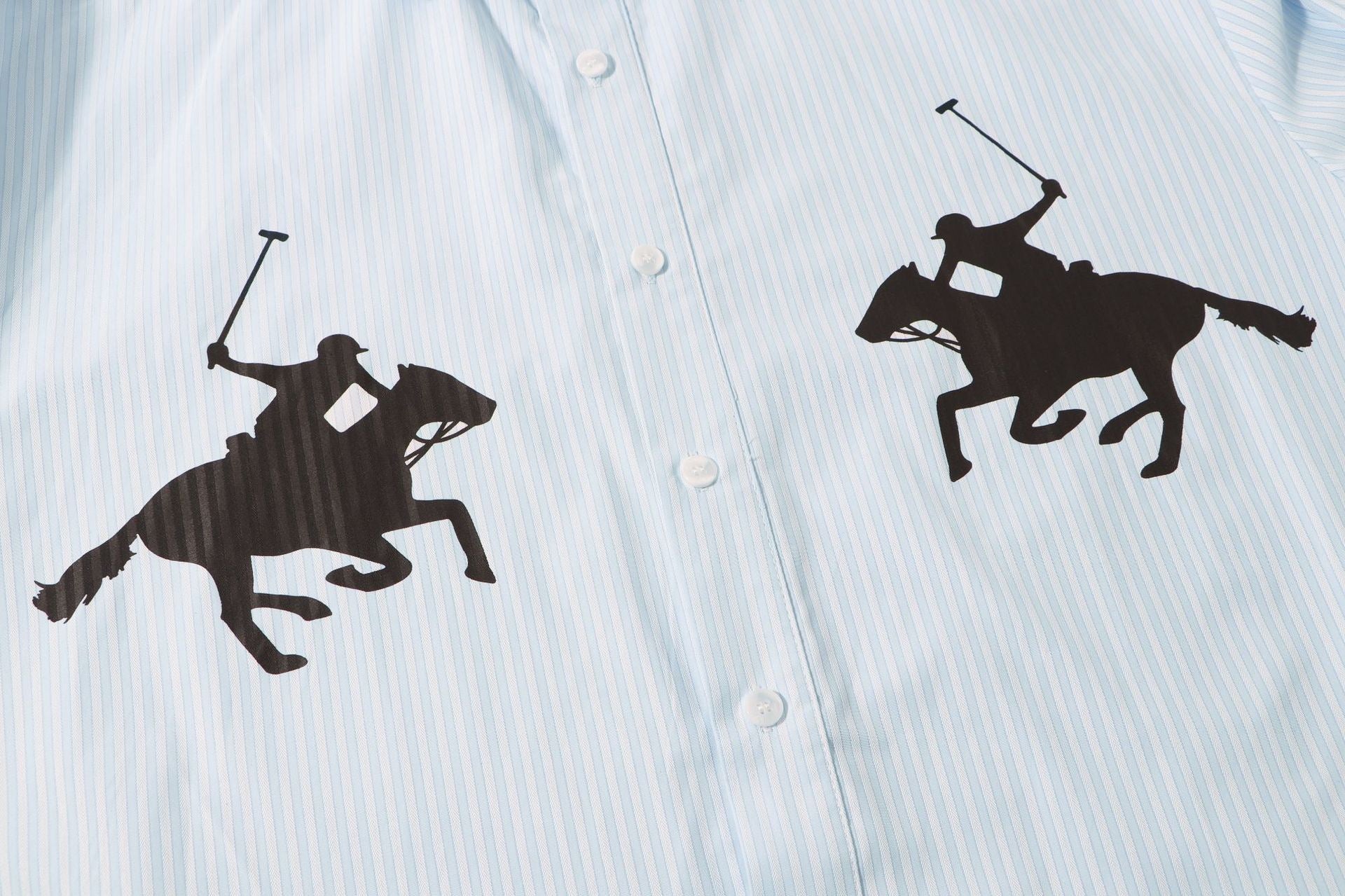 Polo Player Double Graphic Stripe Shirt – Light Blue
