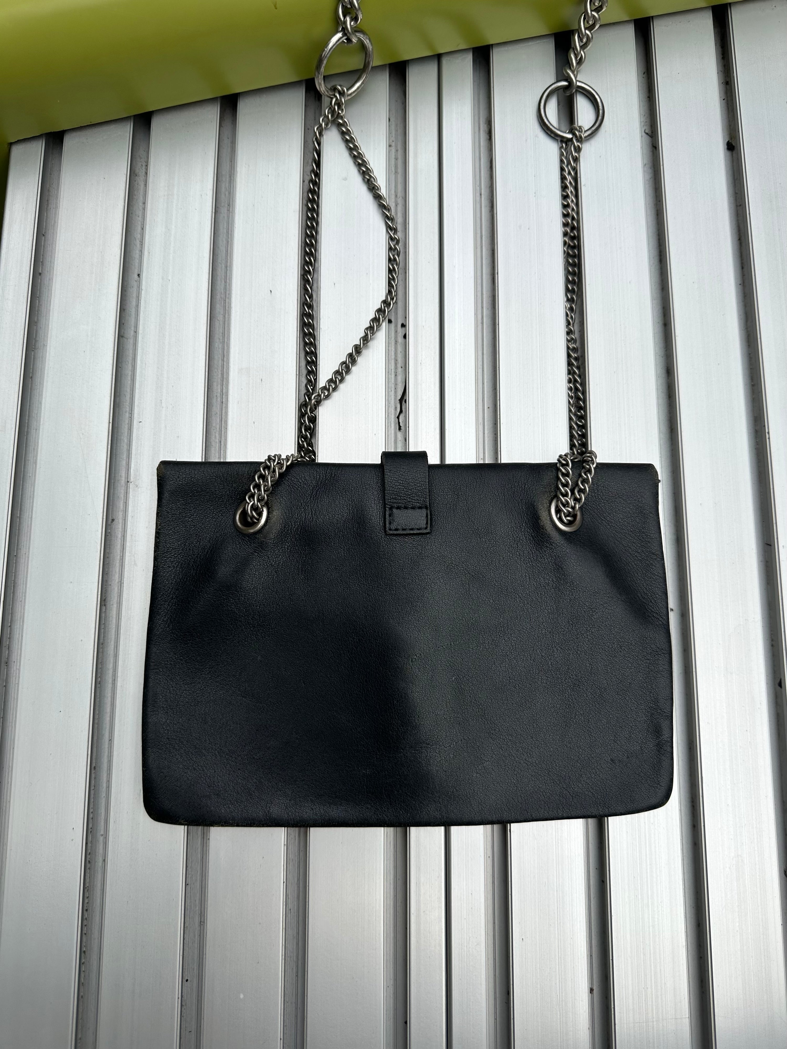 Comme des Garçons Black Leather Chain Buckle Shoulder Bag