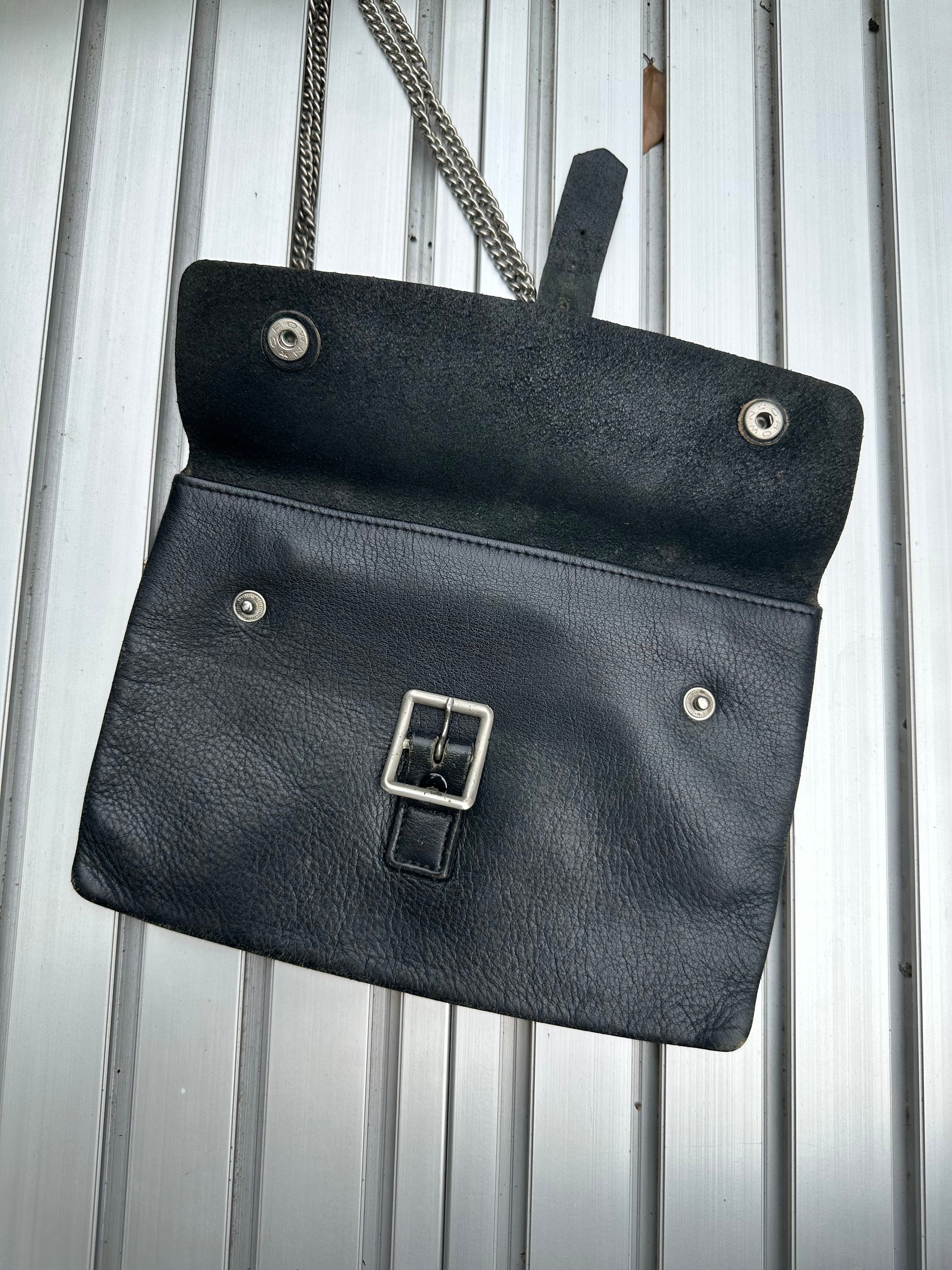 Comme des Garçons Black Leather Chain Buckle Shoulder Bag