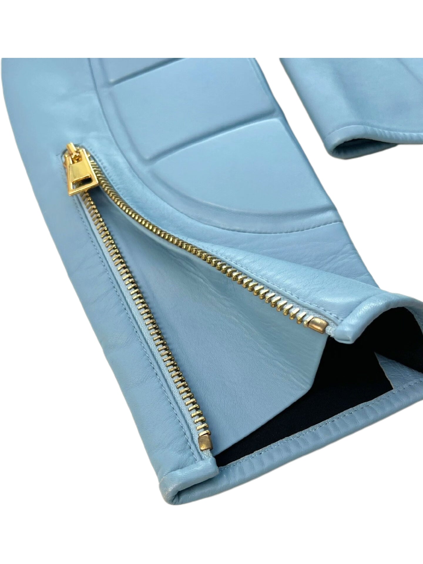 Bottega Veneta Sculpted Panel Leather Jacket – Powder Blue Quilted Architectural Archive Piece