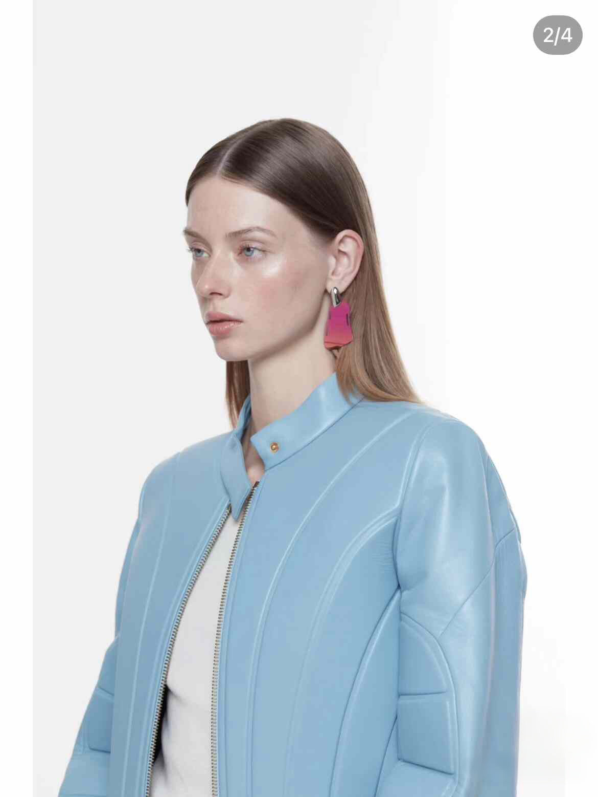 Bottega Veneta Sculpted Panel Leather Jacket – Powder Blue Quilted Architectural Archive Piece