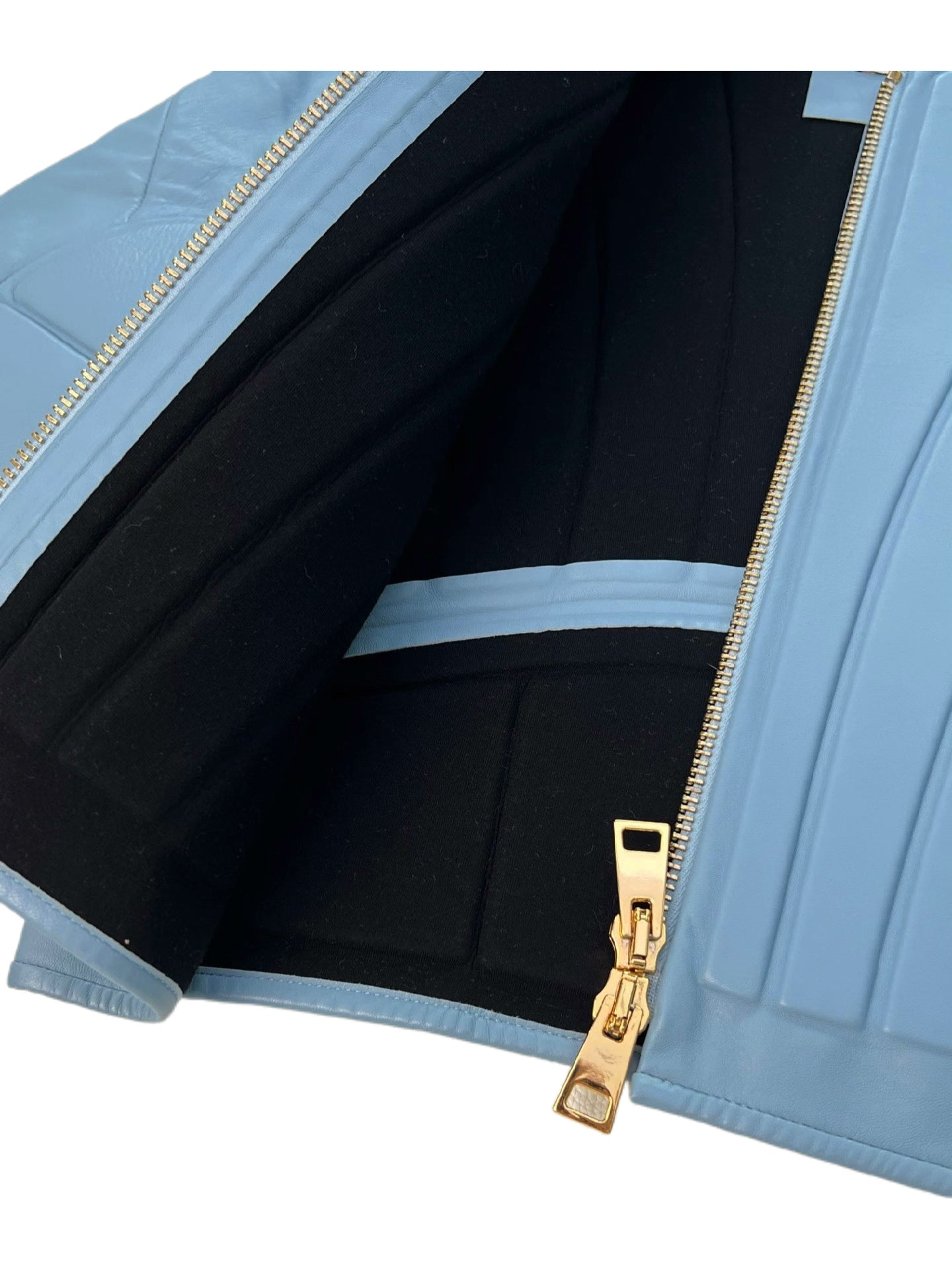 Bottega Veneta Sculpted Panel Leather Jacket – Powder Blue Quilted Architectural Archive Piece