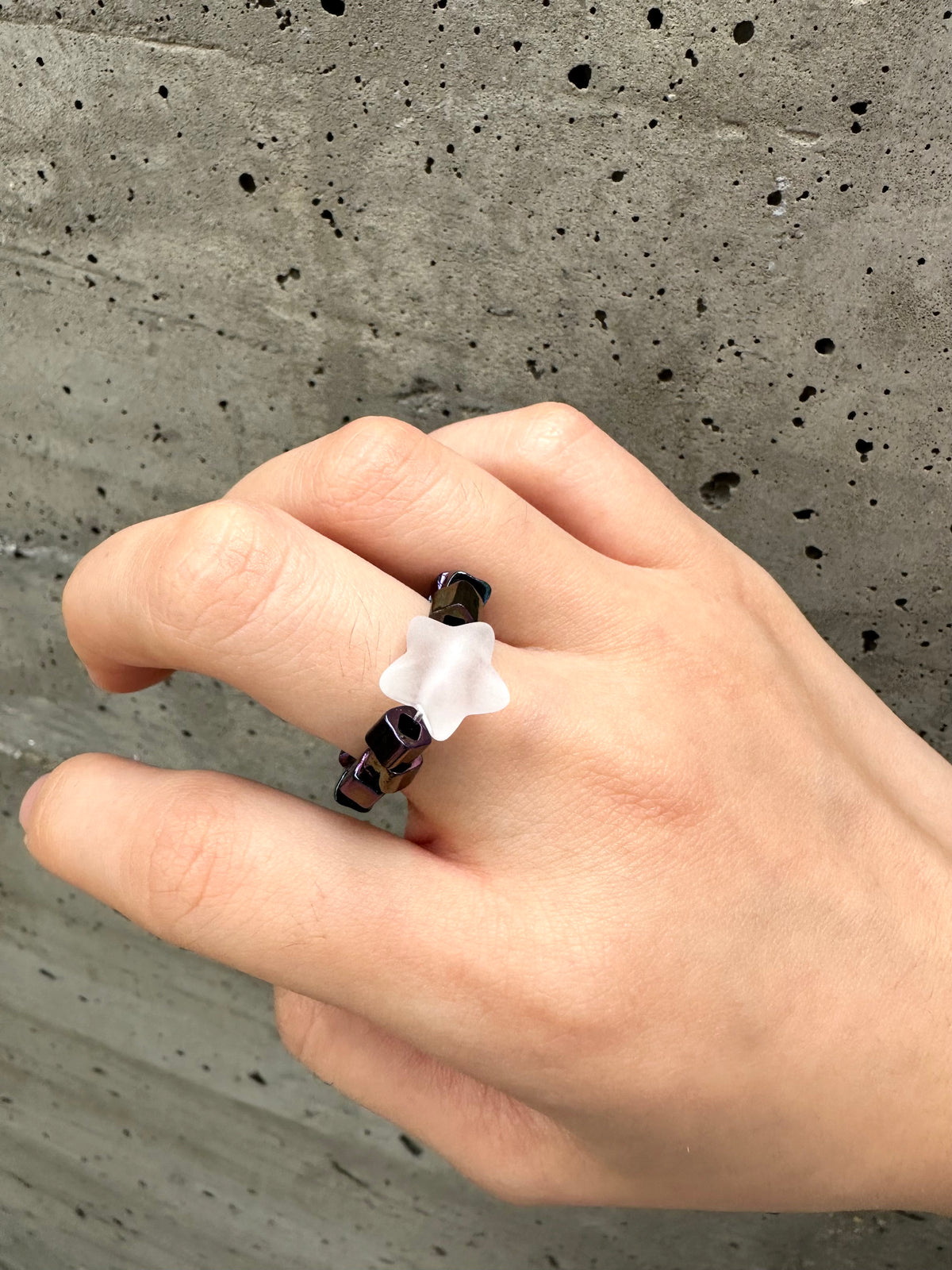 LUMI — Frosted Star Cube Beaded Ring