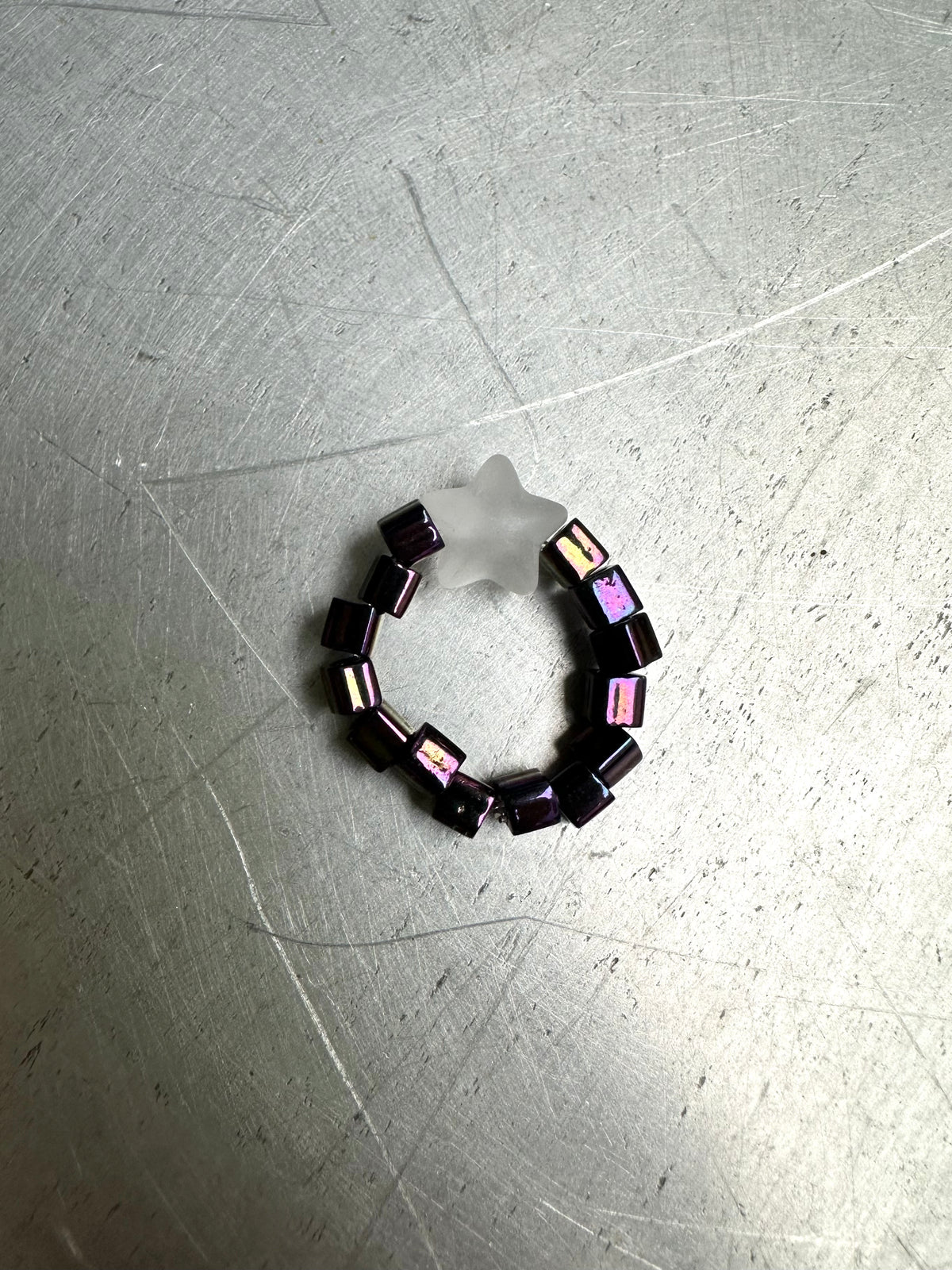 LUMI — Frosted Star Cube Beaded Ring