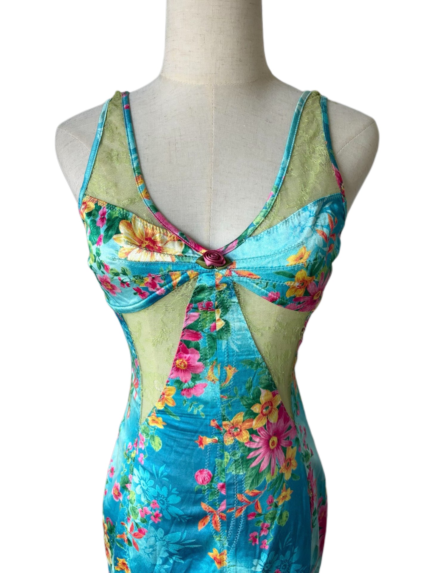 Dolce & Gabbana Spring/Summer 2005 Floral Corset Slip Dress – Rare Archive Lace Midi Dress