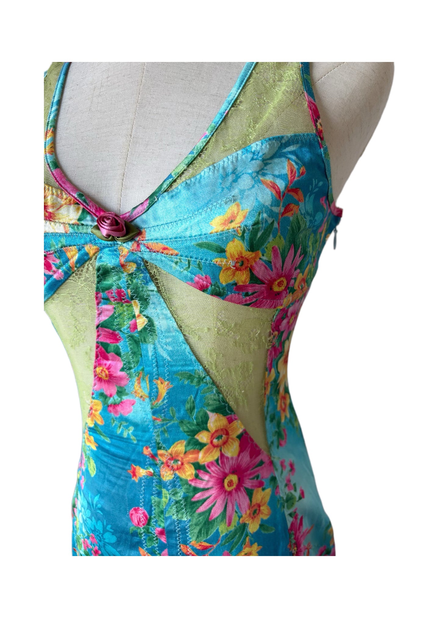 Dolce & Gabbana Spring/Summer 2005 Floral Corset Slip Dress – Rare Archive Lace Midi Dress