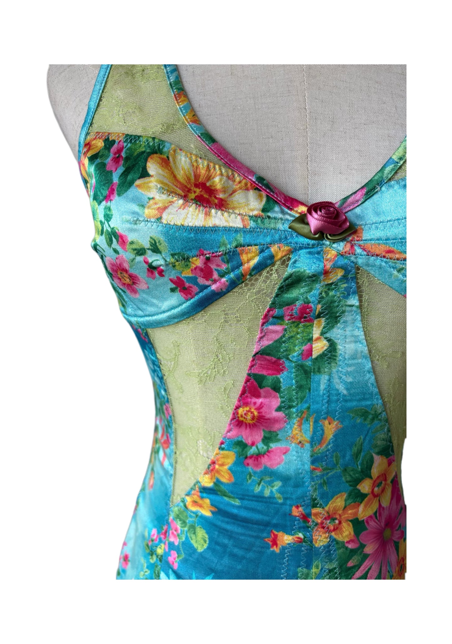 Dolce & Gabbana Spring/Summer 2005 Floral Corset Slip Dress – Rare Archive Lace Midi Dress