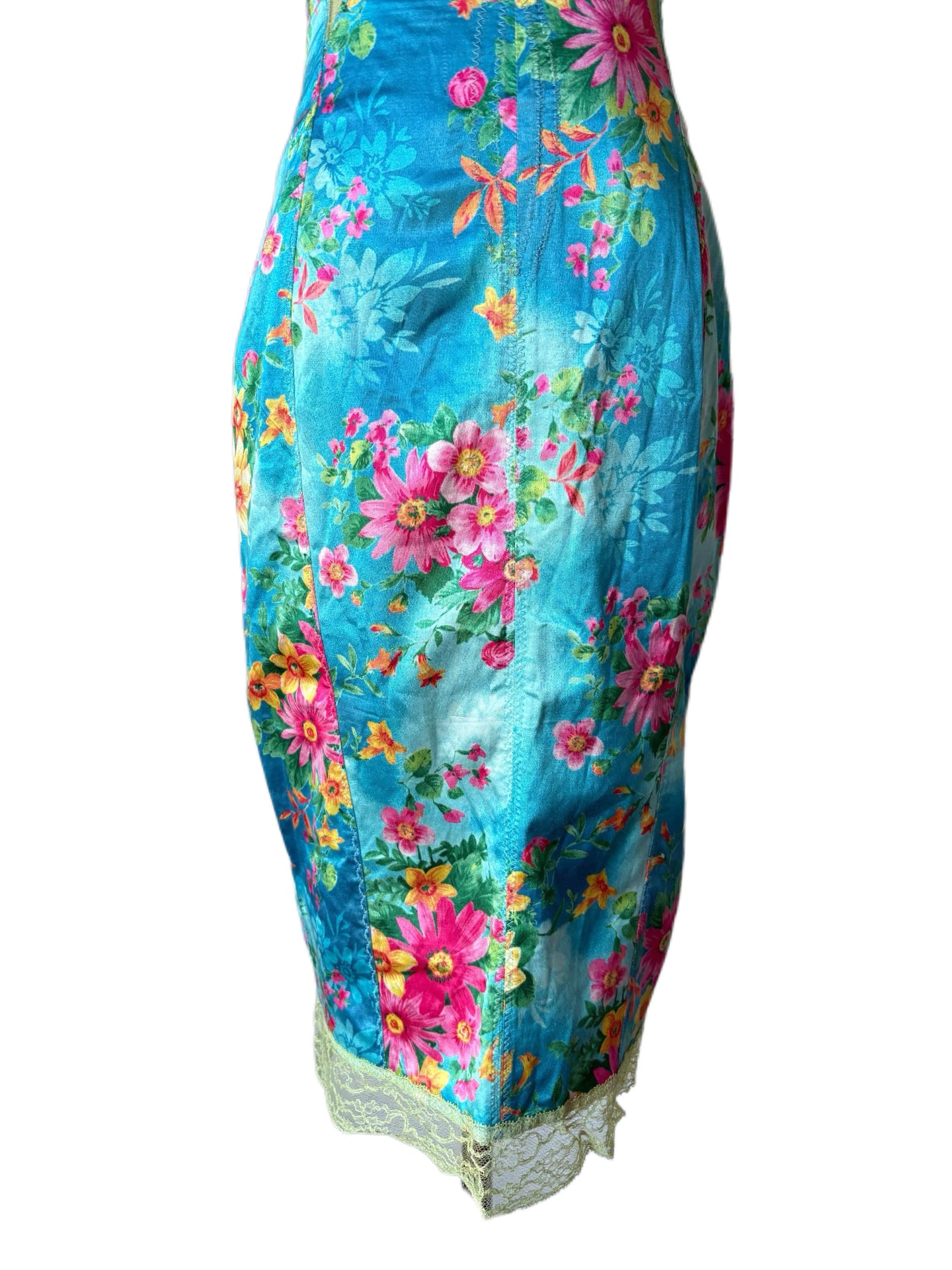 Dolce & Gabbana Spring/Summer 2005 Floral Corset Slip Dress – Rare Archive Lace Midi Dress