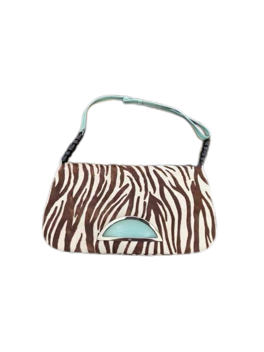 Christian Dior by John Galliano Zebra Pony Hair Shoulder Bag – Y2K Archive Saddle Style Piece