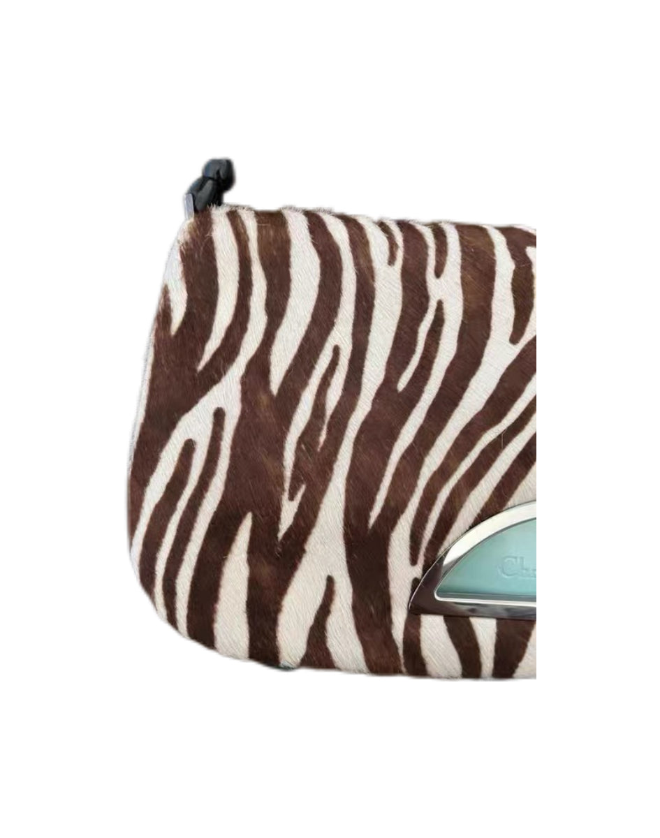 Christian Dior by John Galliano Zebra Pony Hair Shoulder Bag – Y2K Archive Saddle Style Piece