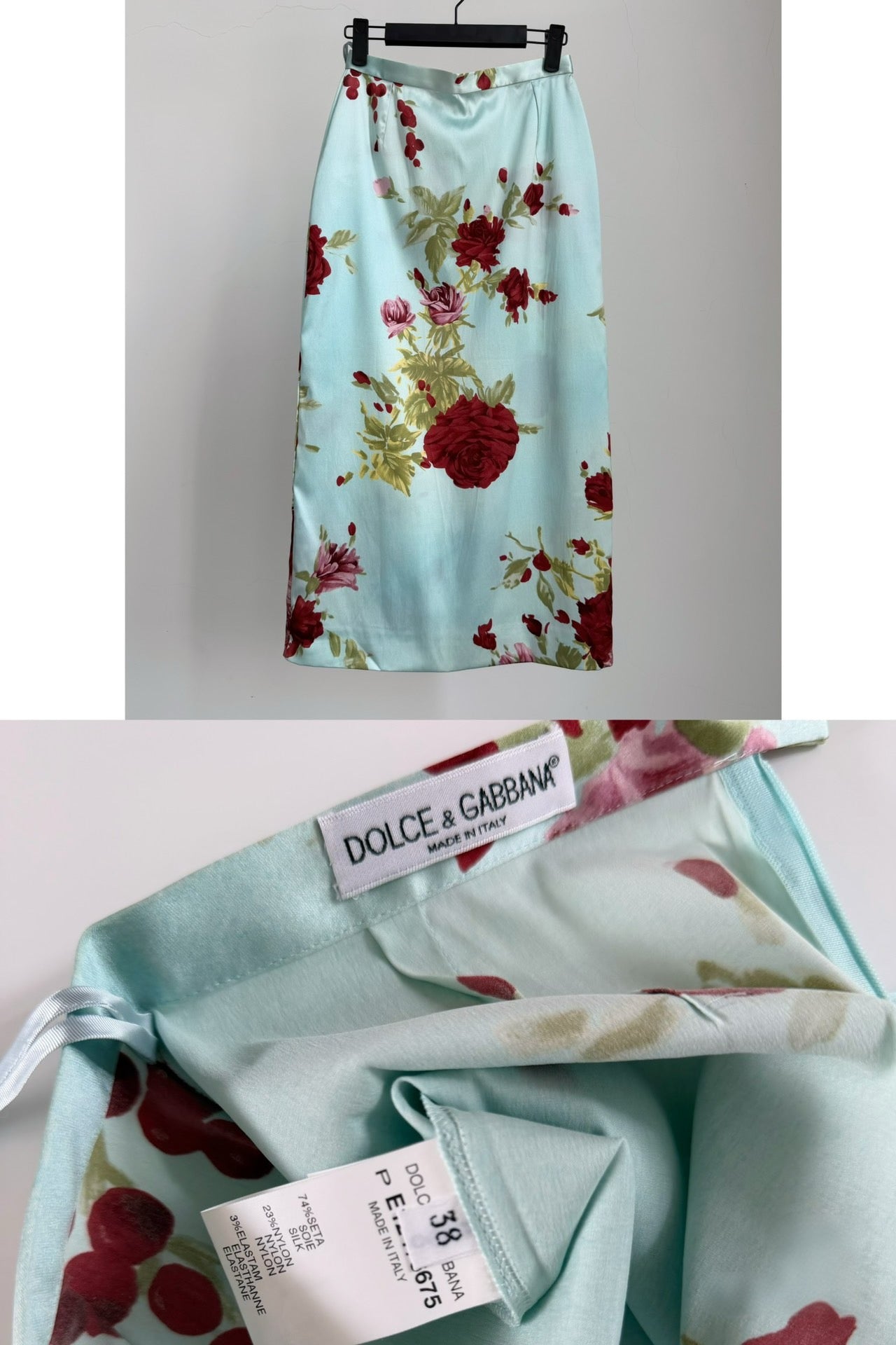Dolce & Gabbana 1999 Silk Floral Pencil Skirt – Rare Archive Sex and the City Carrie Bradshaw Print IT38