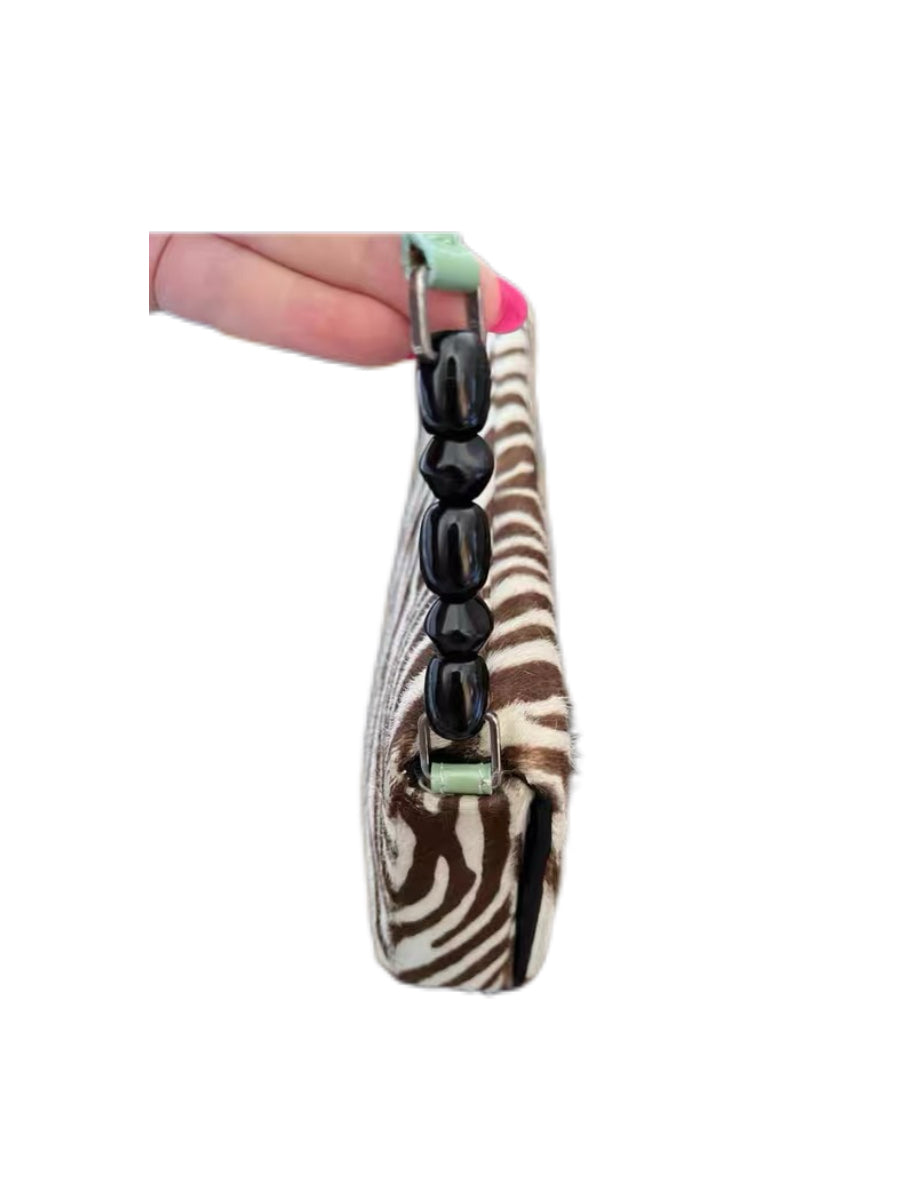 Christian Dior by John Galliano Zebra Pony Hair Shoulder Bag – Y2K Archive Saddle Style Piece