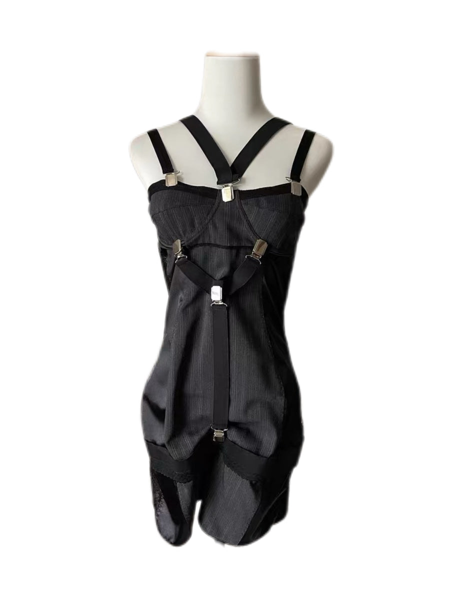 Dolce & Gabbana F/W 2003 Runway Pinstripe Harness Blazer & Corset Mini Dress Set – Iconic Archive Look
