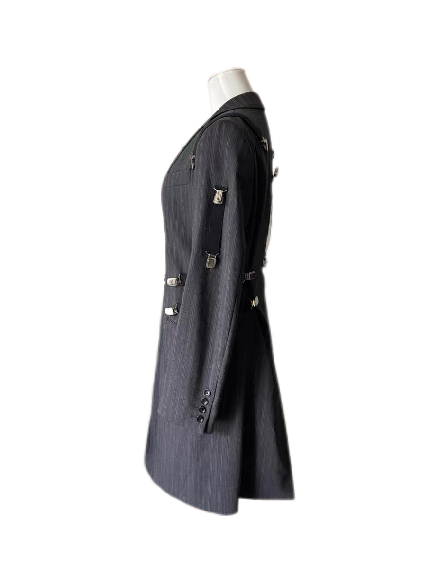 Dolce & Gabbana F/W 2003 Runway Pinstripe Harness Blazer & Corset Mini Dress Set – Iconic Archive Look