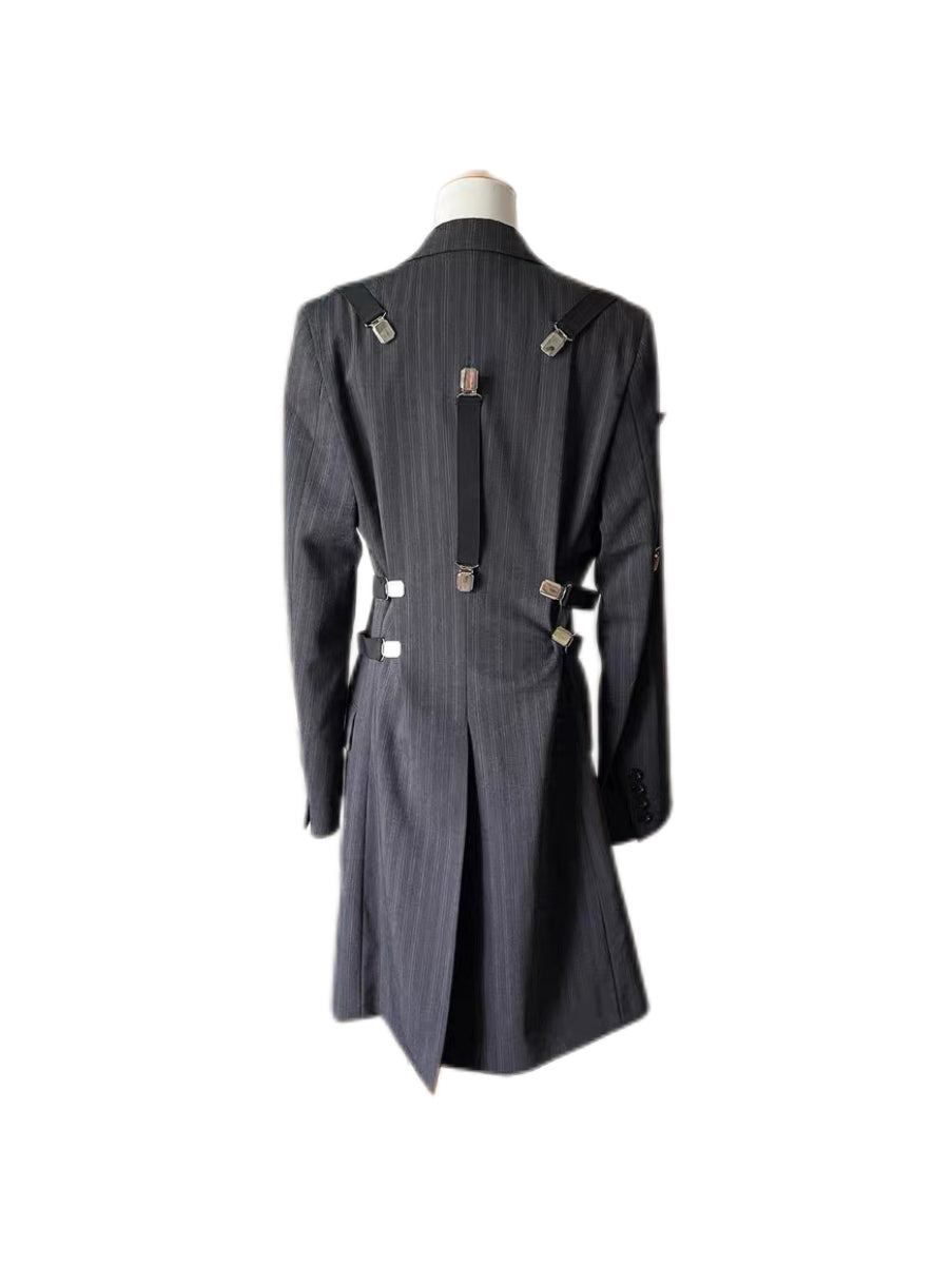 Dolce & Gabbana F/W 2003 Runway Pinstripe Harness Blazer & Corset Mini Dress Set – Iconic Archive Look