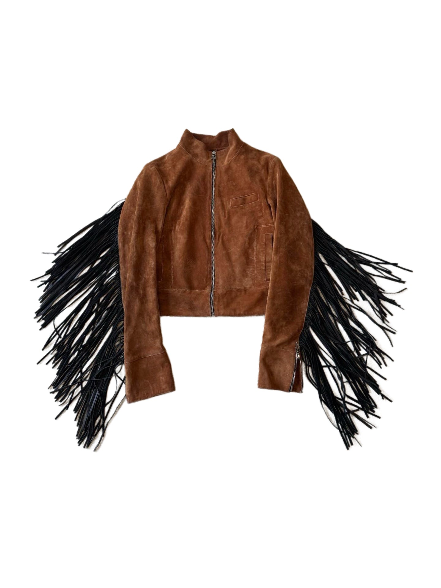 Chrome Hearts × Bella Hadid Limited Edition Suede Fringe Jacket – Brown Western Archive Piece Size M
