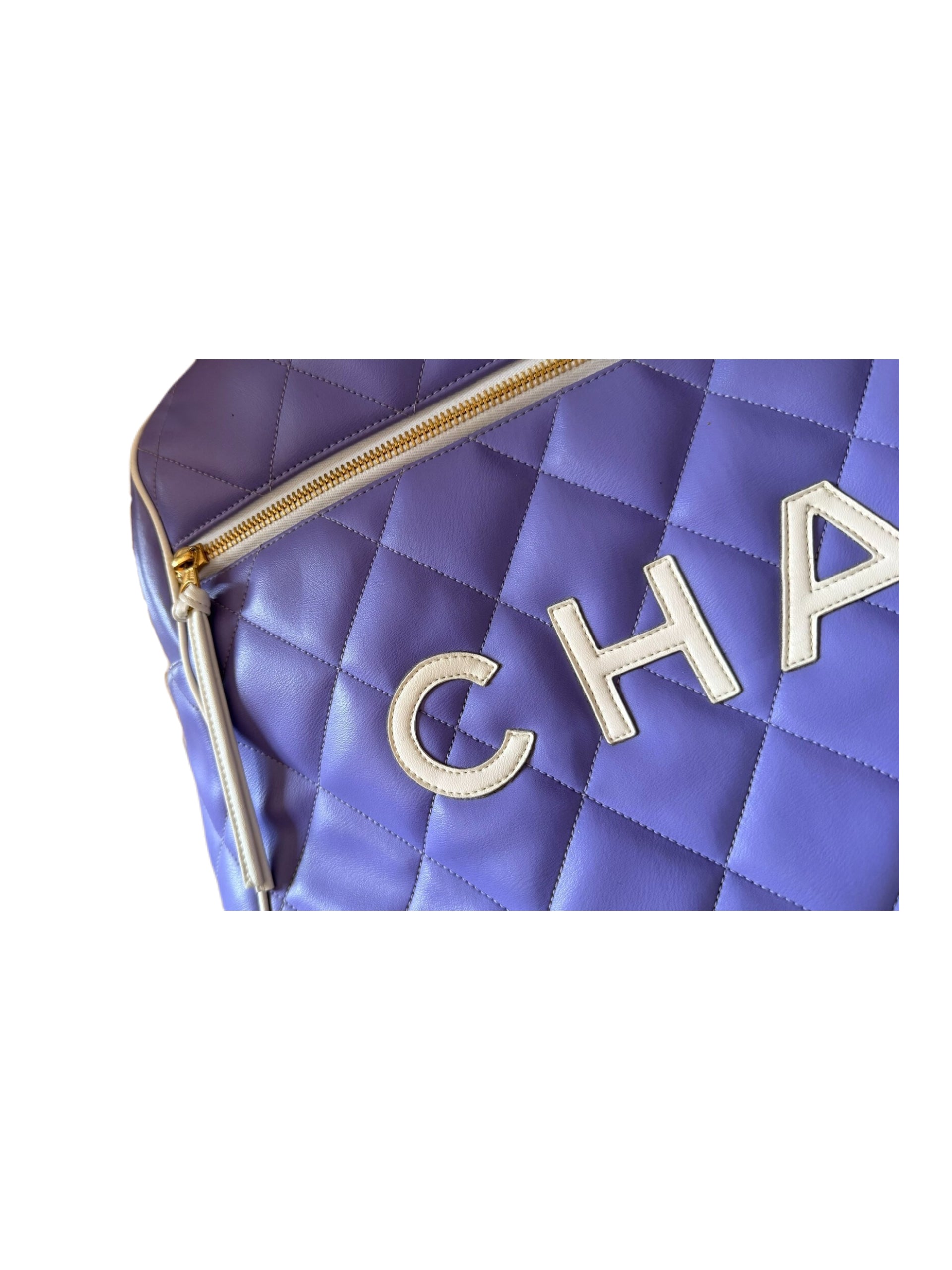 Chanel Vintage XXL Quilted Bowling Bag – Rare Lavender Purple Leather Travel Bag