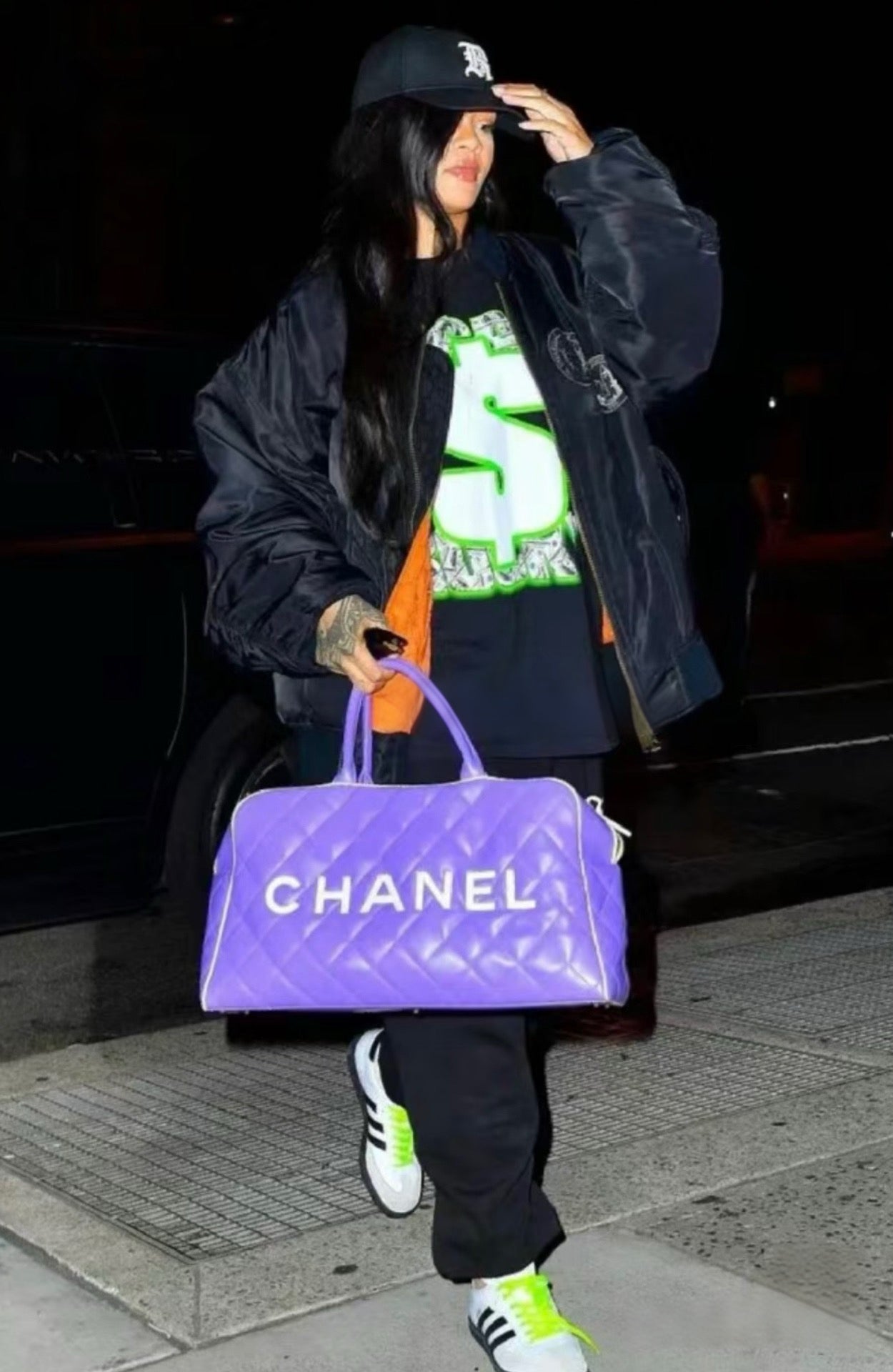Chanel Vintage XXL Quilted Bowling Bag – Rare Lavender Purple Leather Travel Bag