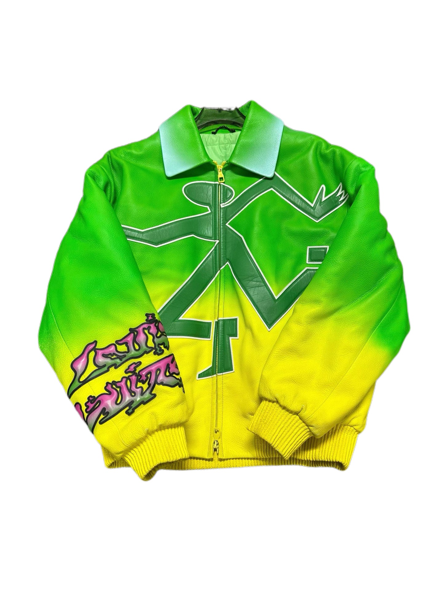 Louis Vuitton by Virgil Abloh Gradient Green Leather Panther Puffer Jacket – Runway Archive Piece