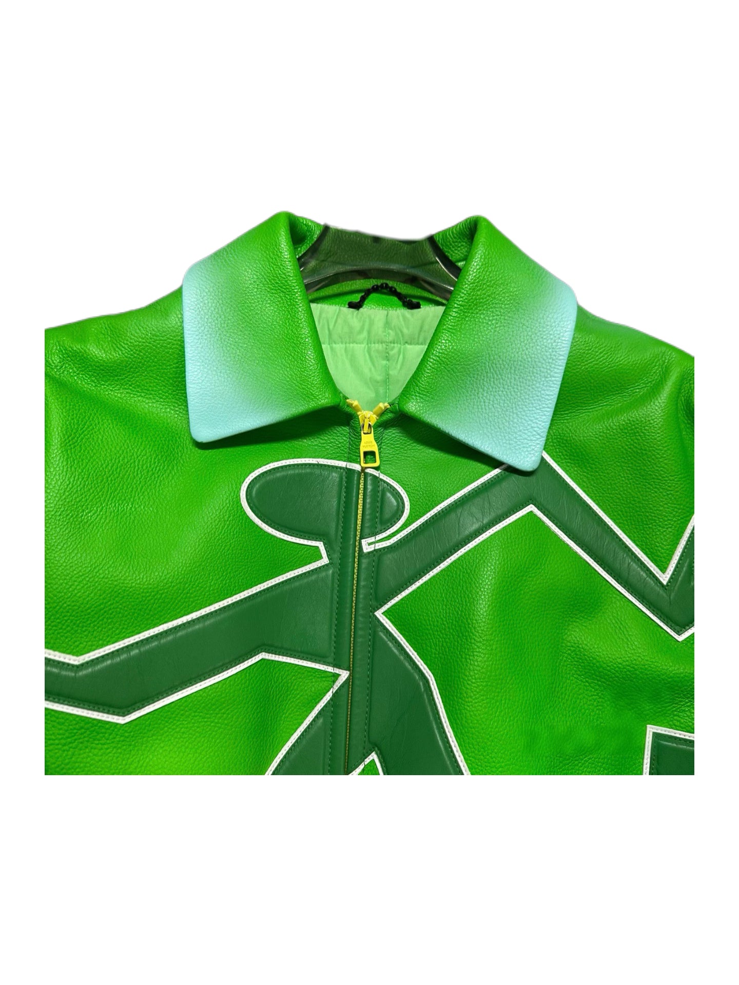Louis Vuitton by Virgil Abloh Gradient Green Leather Panther Puffer Jacket – Runway Archive Piece