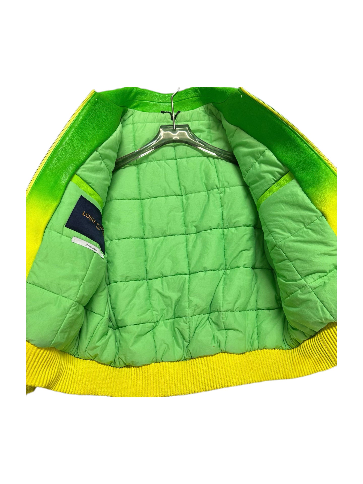 Louis Vuitton by Virgil Abloh Gradient Green Leather Panther Puffer Jacket – Runway Archive Piece